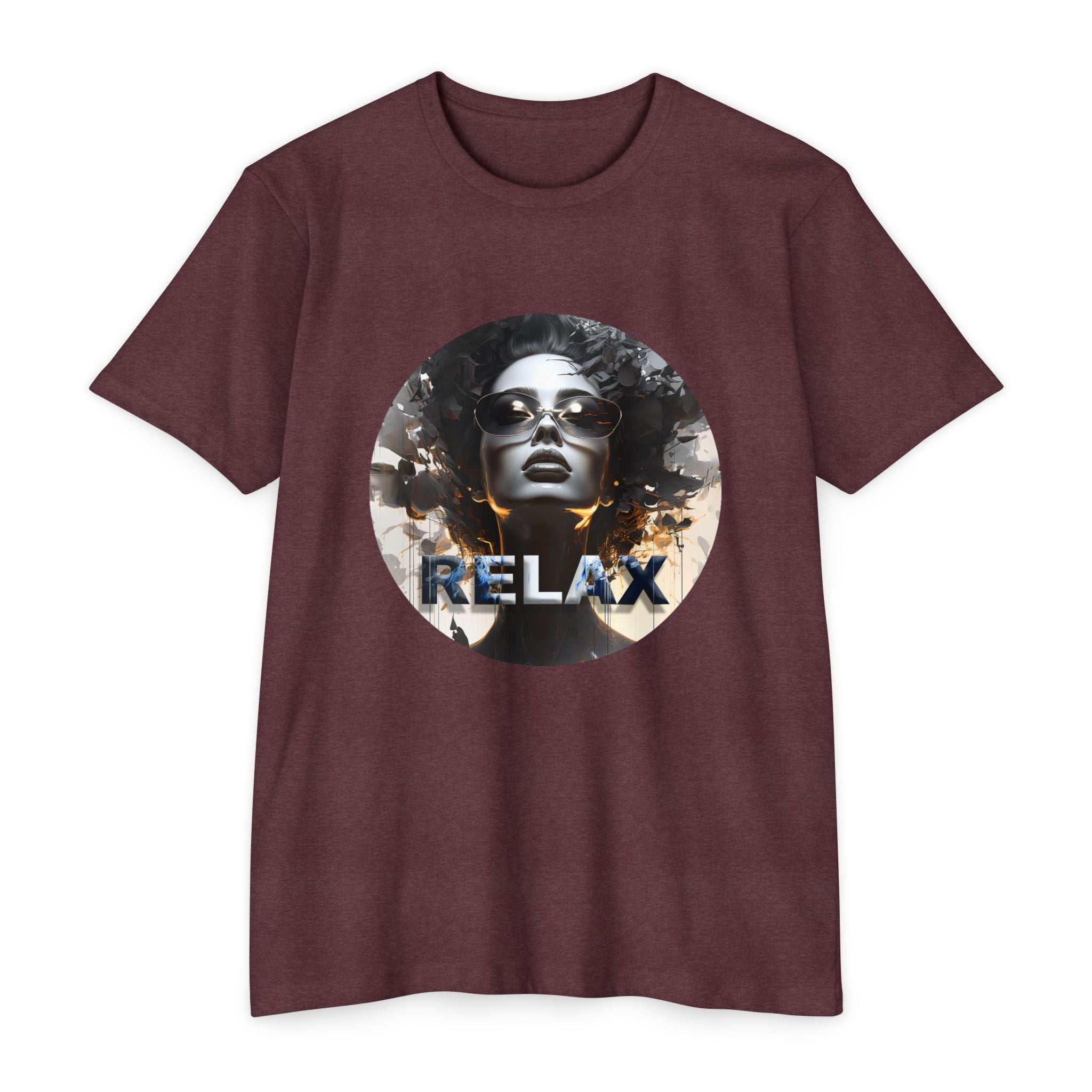 Relax Graphic T-Shirt — Vintage Portrait Tee with 'RELAX' Text