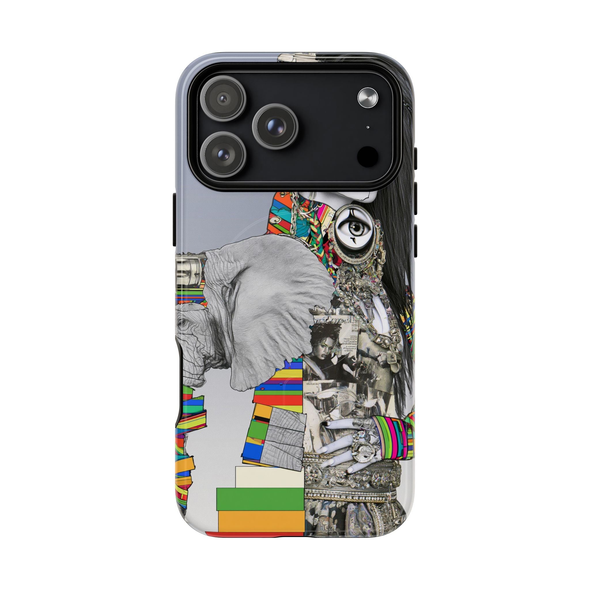 Artistic Elephant Collage Phone Case — Tough Magnetic Protective Cover