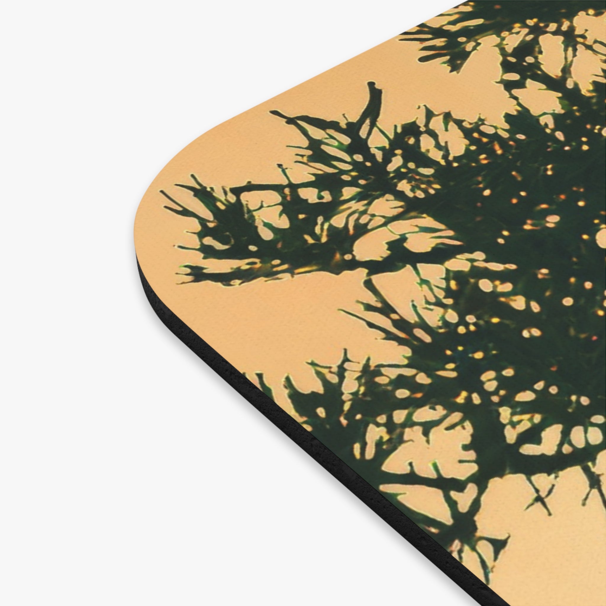 Zen Bonsai Mouse Pad — Japanese Sunset Desk Mat with Red Sun and Tea Cup