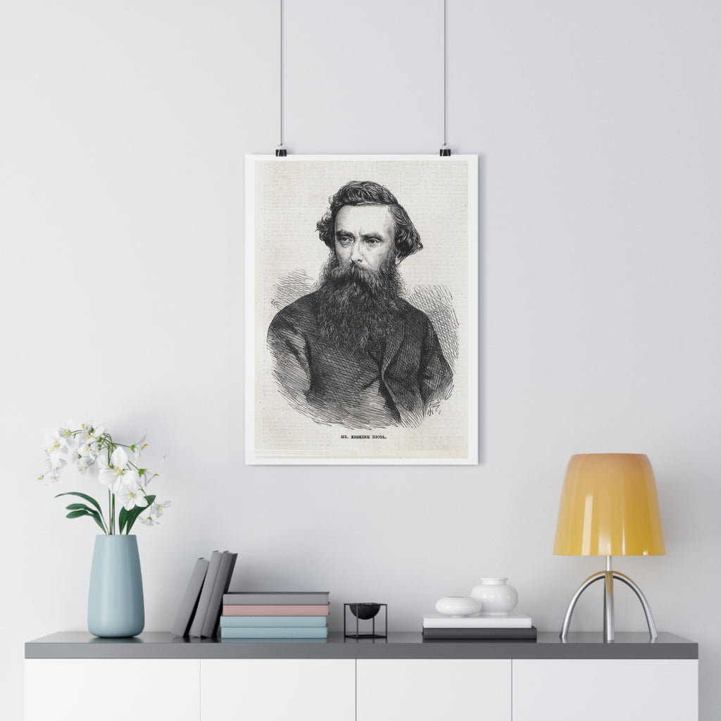 Vintage Engraving Poster — 19th Century Bearded Gentleman Wall Art