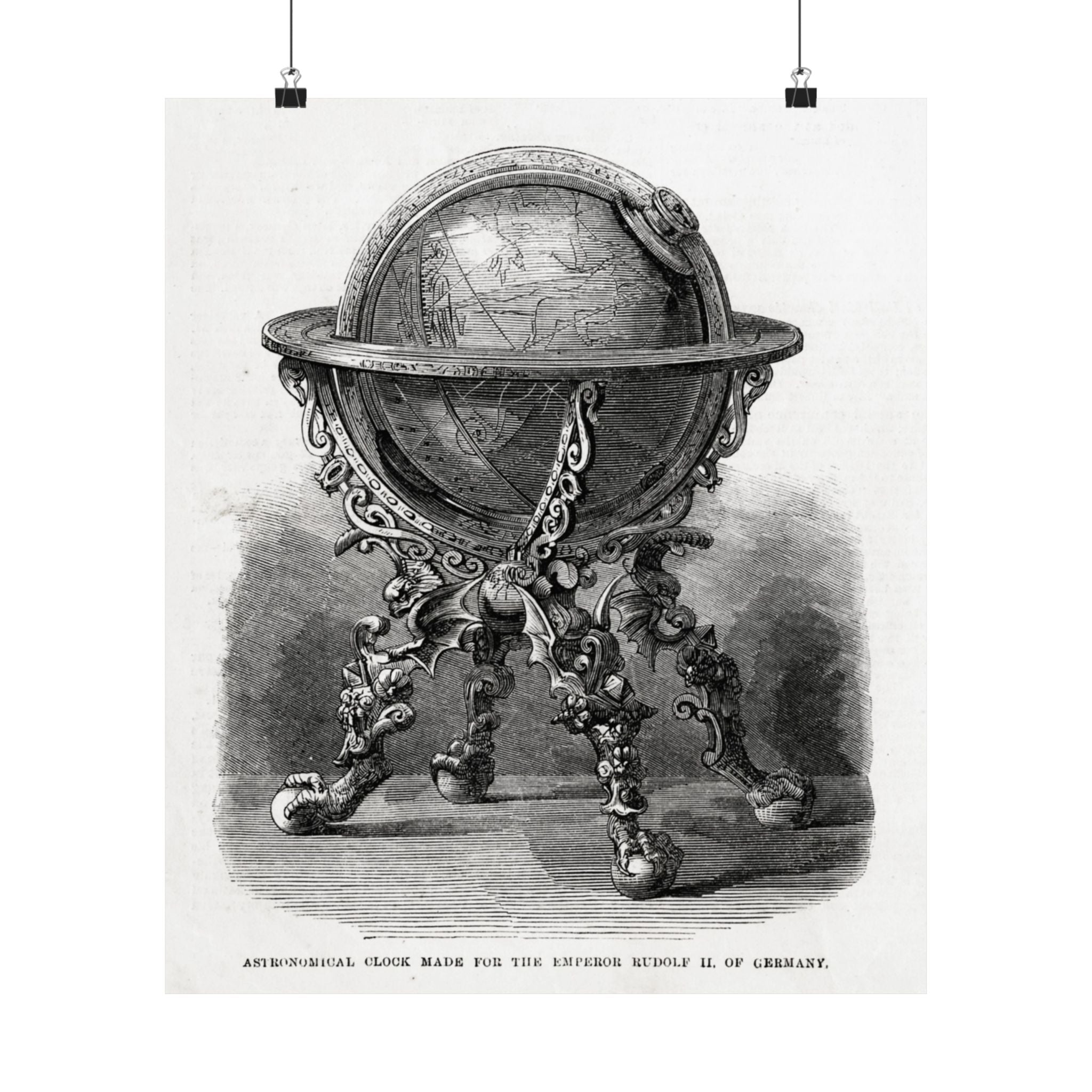 Antique Globe Illustration Matte Vertical Poster — Vintage Scientific Engraving Wall Art