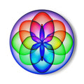 Psychedelic Mandala Ceramic Coaster — Rainbow Flower Pattern Drink Coaster