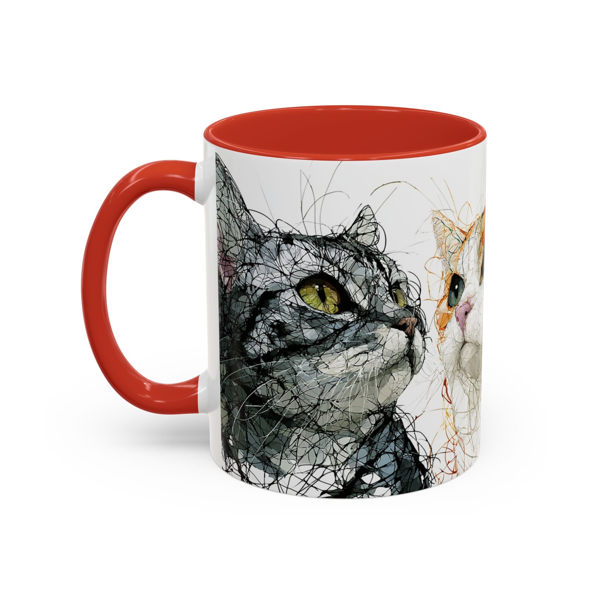 Artistic Orange Tabby Cat Accent Coffee Mug — 11/15oz