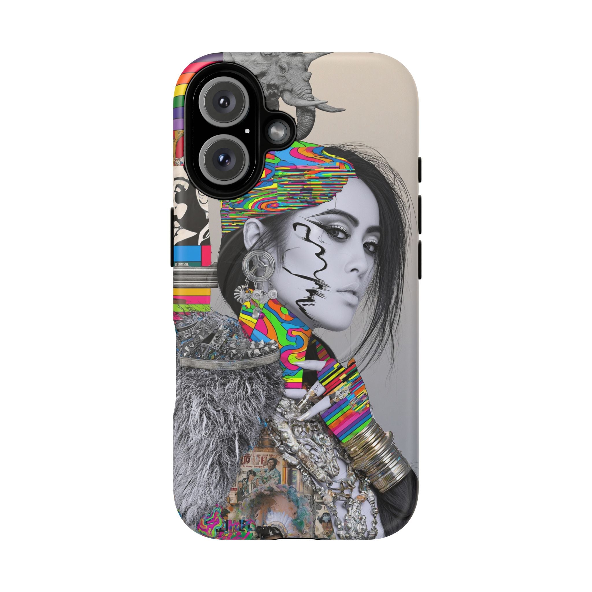 Phone Case - Colorful Glitch Portrait Tough Magnetic Case