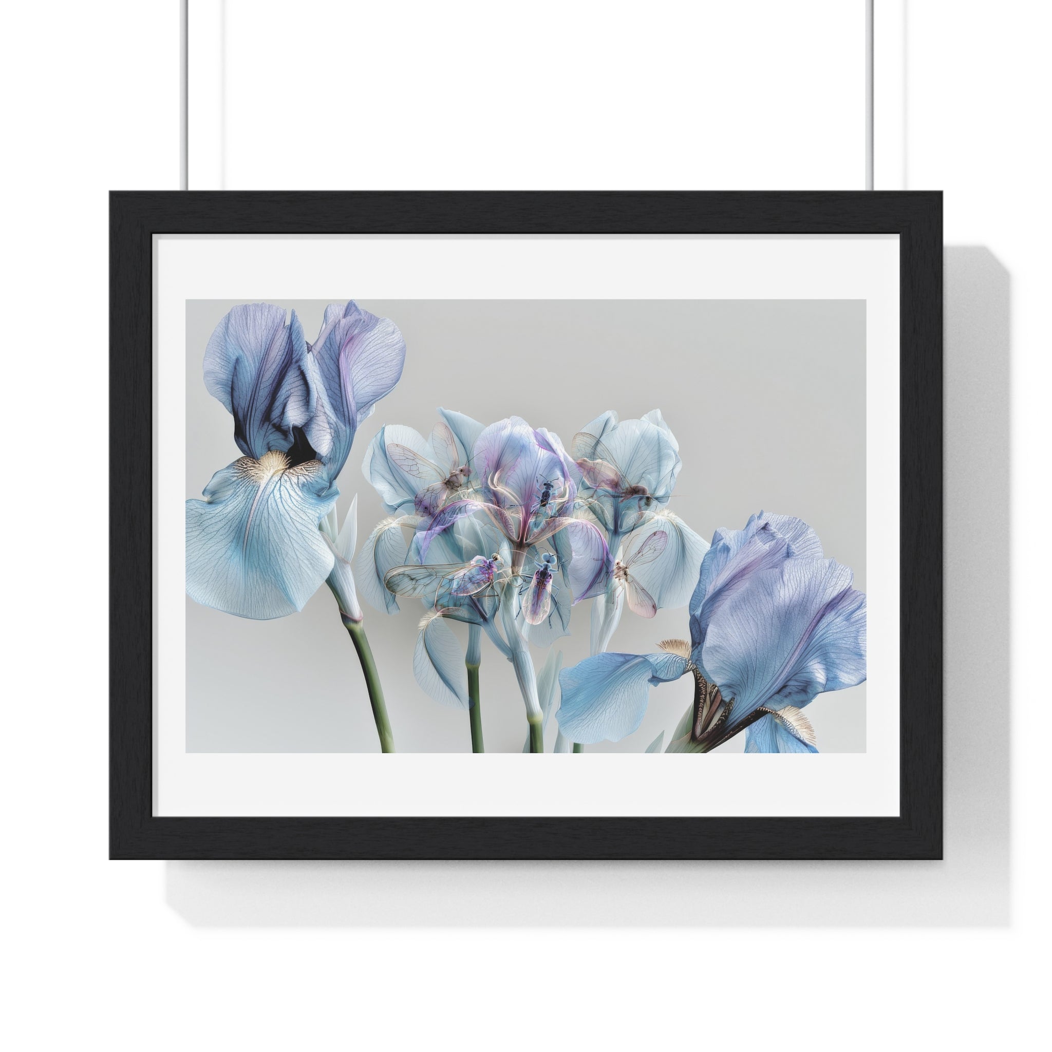 Blue Iris Floral Framed Poster — Botanical Wall Art Print