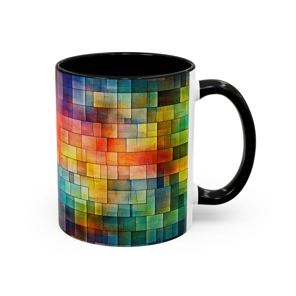 Colorful Mosaic Accent Coffee Mug - Vibrant Geometric Pattern (11/15 oz)