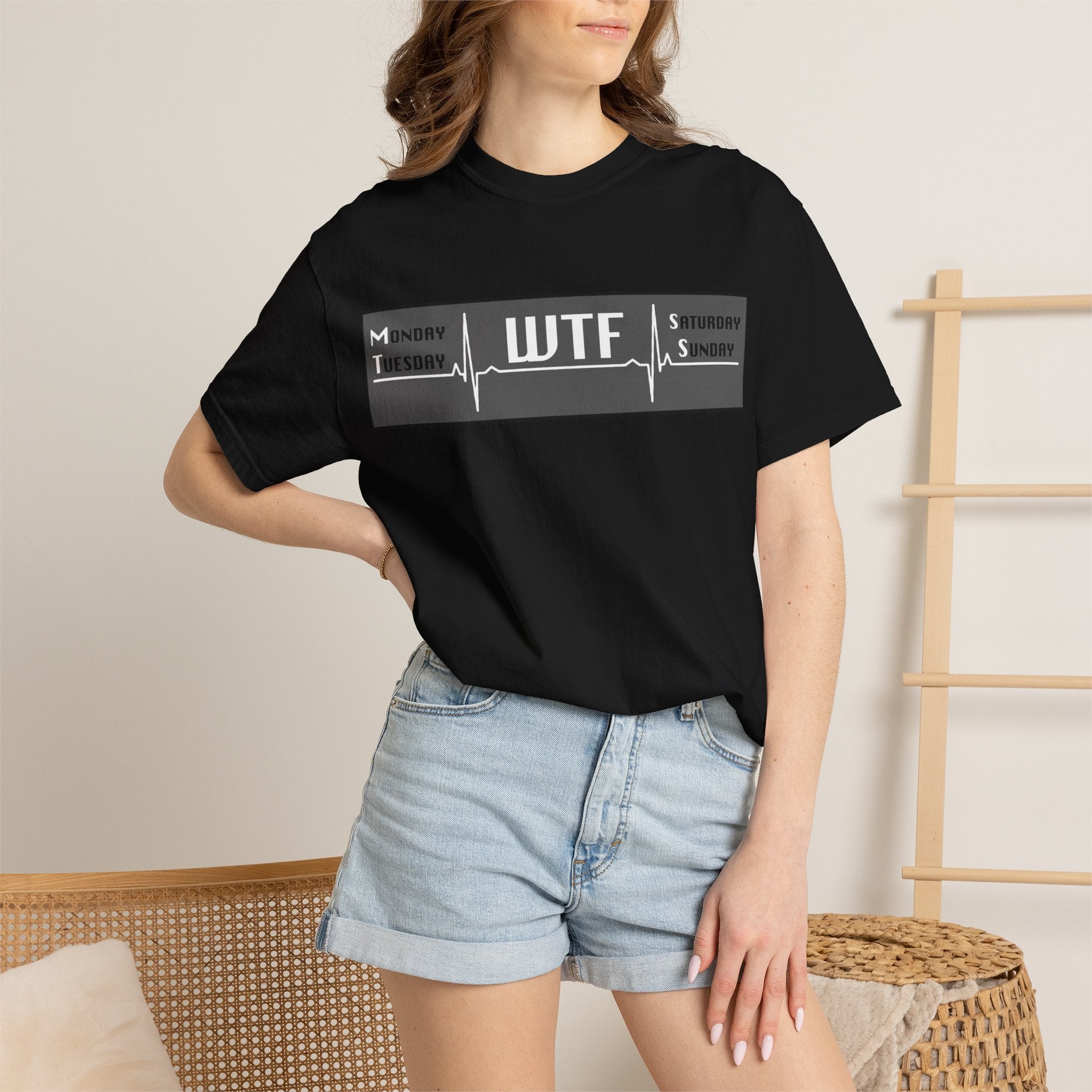 WTF Weekend Vibes T-Shirt — Funny Monday To Sunday ECG Graphic Tee
