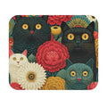Floral Cats Rectangle Mouse Pad — Retro Colorful Kitty Desk Mat
