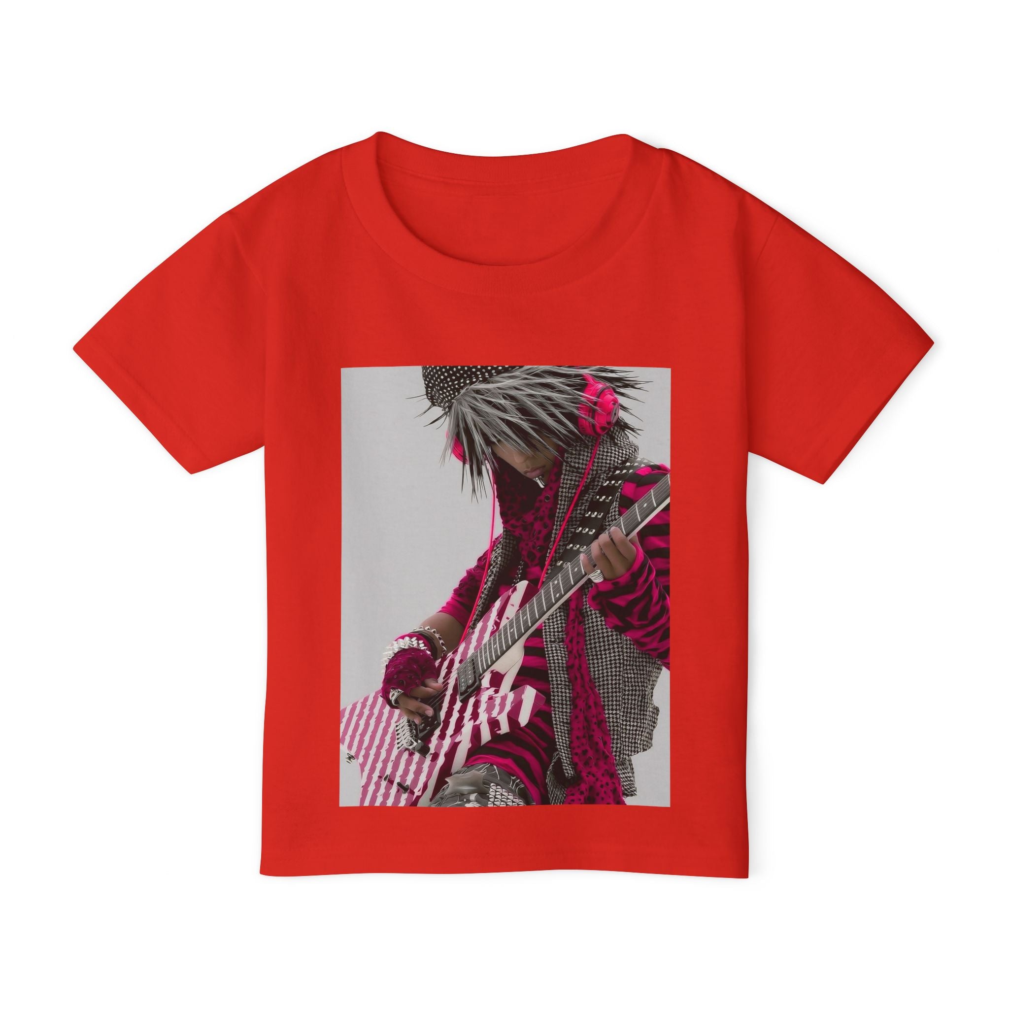 Toddler T‑Shirt — Pink Punk Guitar Kid Graphic Tee