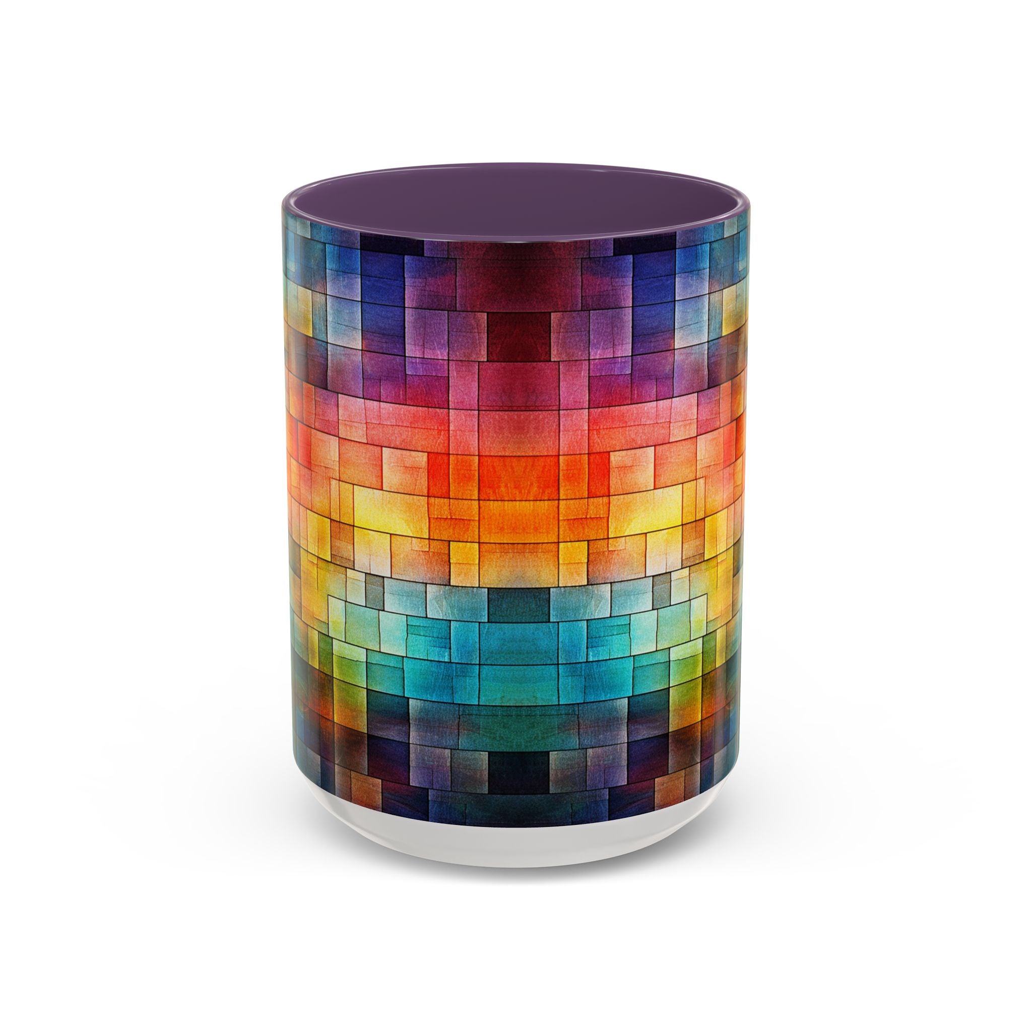 Colorful Mosaic Accent Coffee Mug - Vibrant Geometric Pattern (11/15 oz)