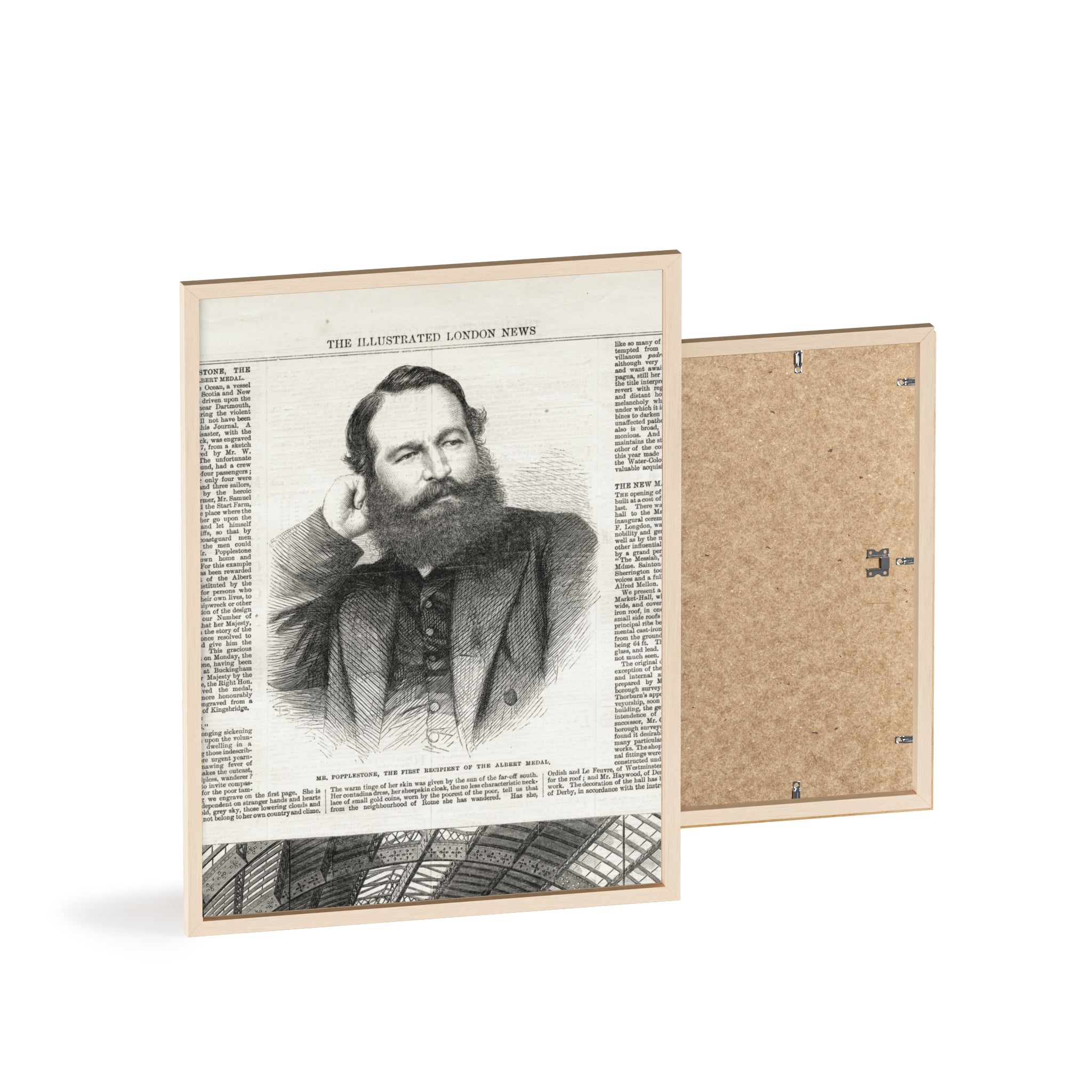 Mr. Popplestone, the first recipient of the Albert Medal. Vintage Illustrated London News Portrait Poster — Framed Wood Print