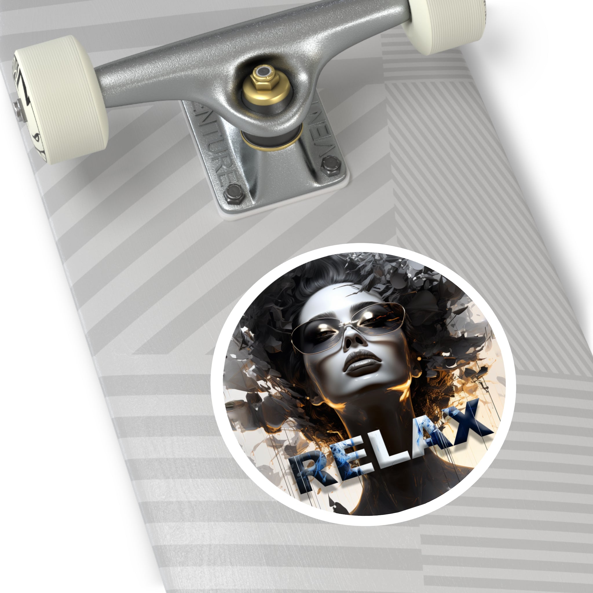 Relax Afro Diva Round Sticker — Stylish Indoor/Outdoor Laptop Decal