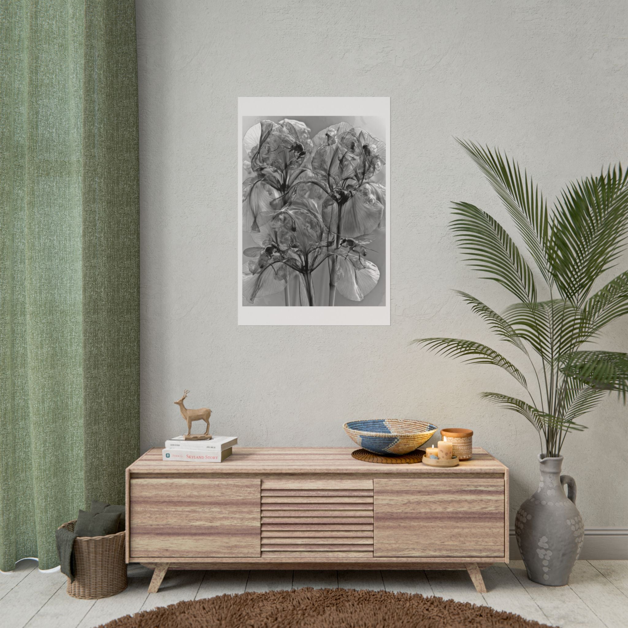 Rolled Poster — Monochrome X-Ray Floral Art Print