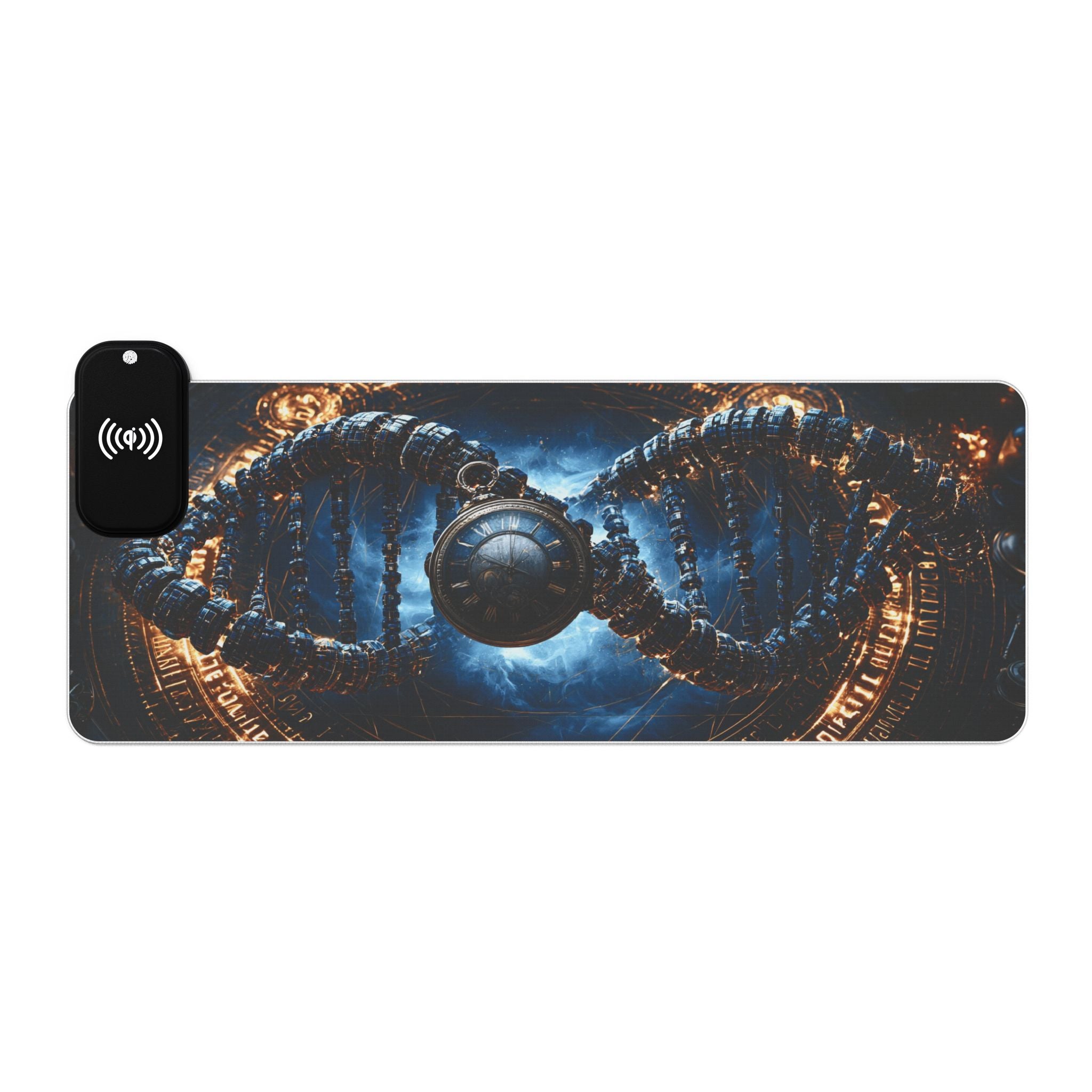 LED Wireless Charging Gaming Mouse Pad — DNA Sci‑Fi RGB Desk Mat