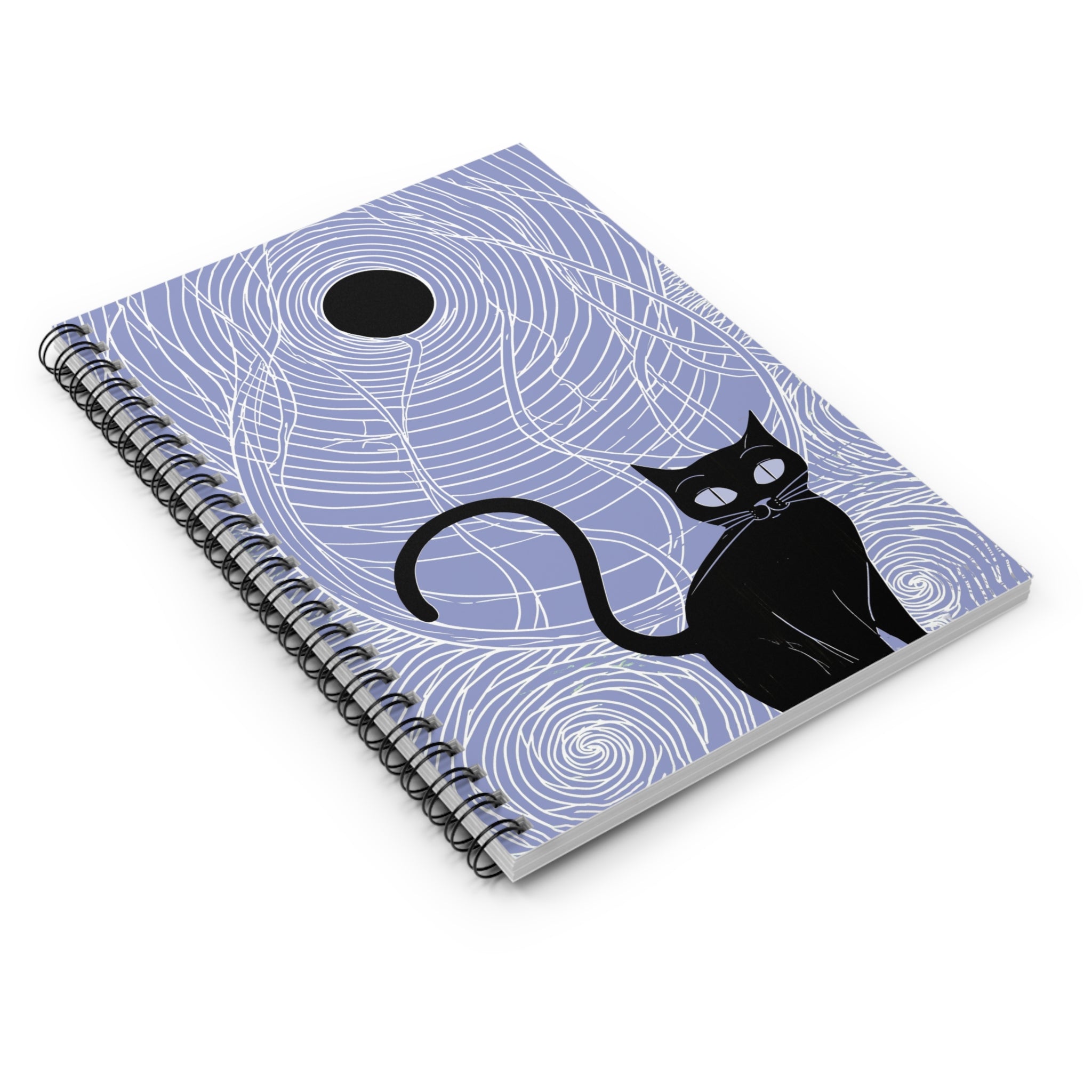 Spiral Notebook — Midnight Cat Ruled Journal