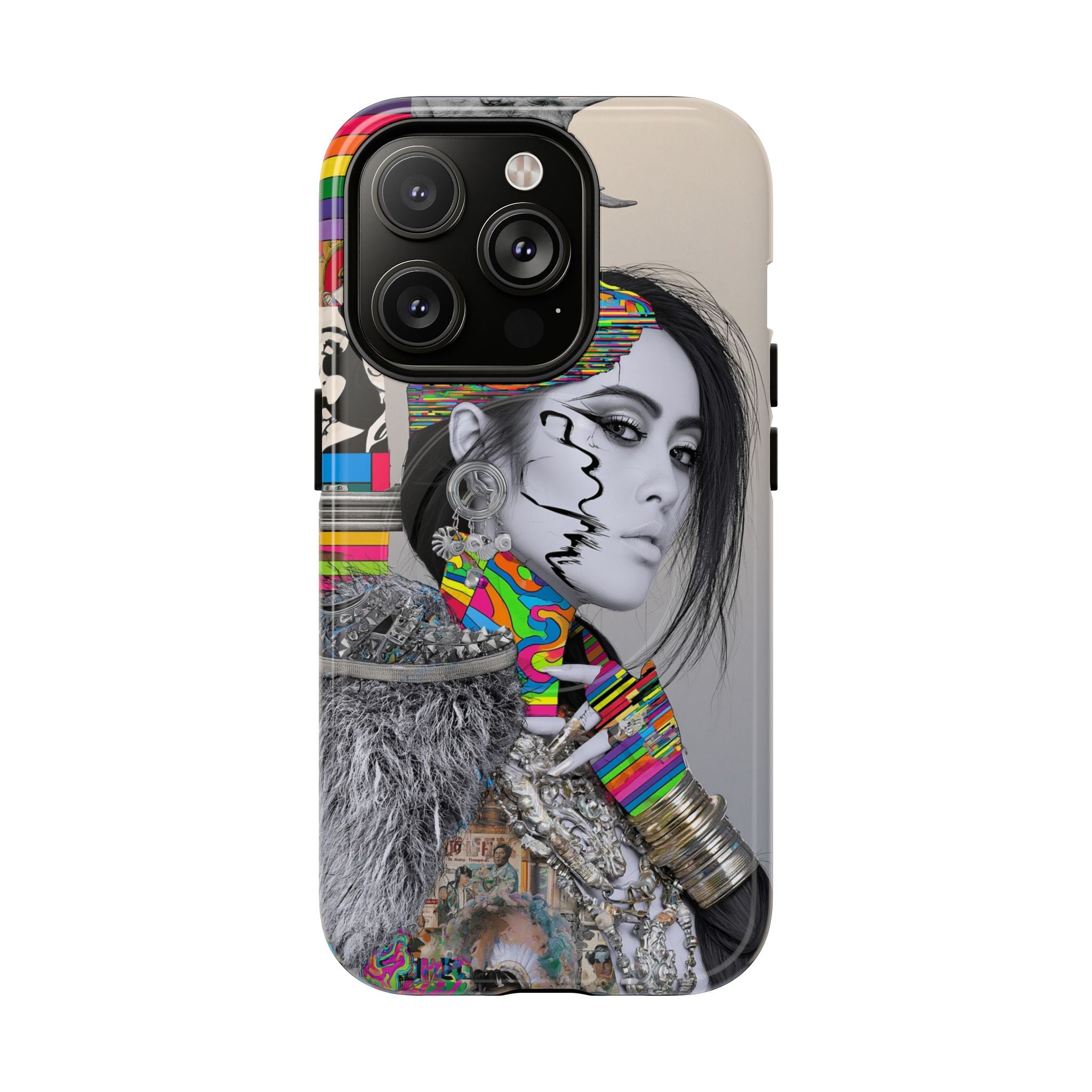 Phone Case - Colorful Glitch Portrait Tough Magnetic Case