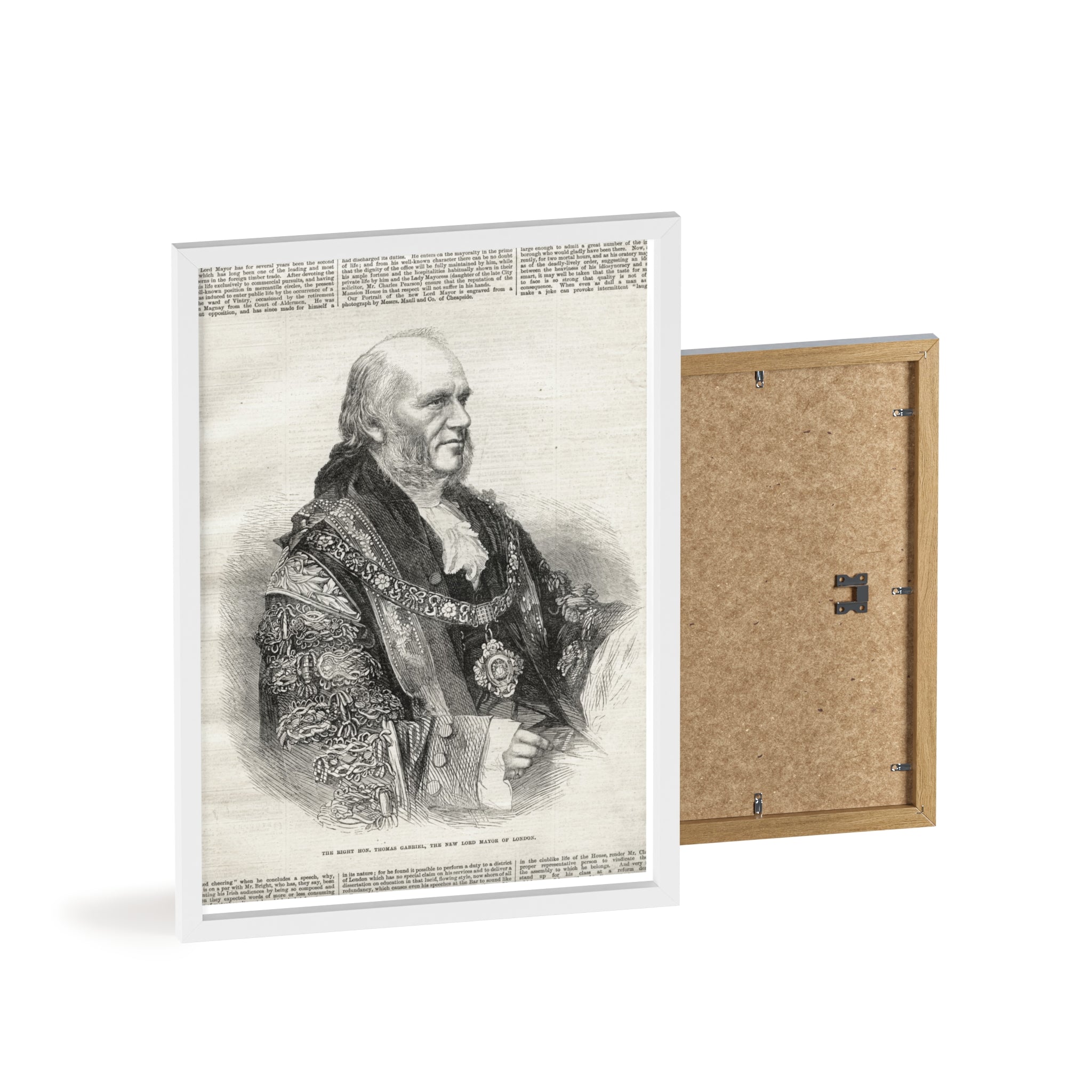 The Right Hon.Thomas Gabriel, the New Lord Mayor of London. Vintage Illustrated Statesman Poster with Black Wooden Frame