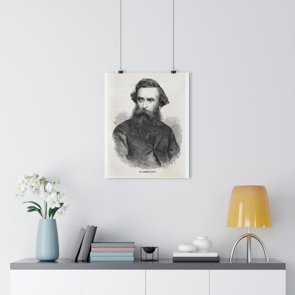 Vintage Engraving Poster — 19th Century Bearded Gentleman Wall Art