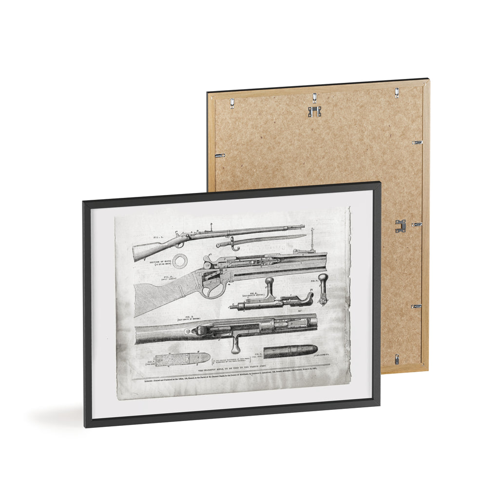 Antique Rifle Patent Poster — Framed Vintage Firearm Print