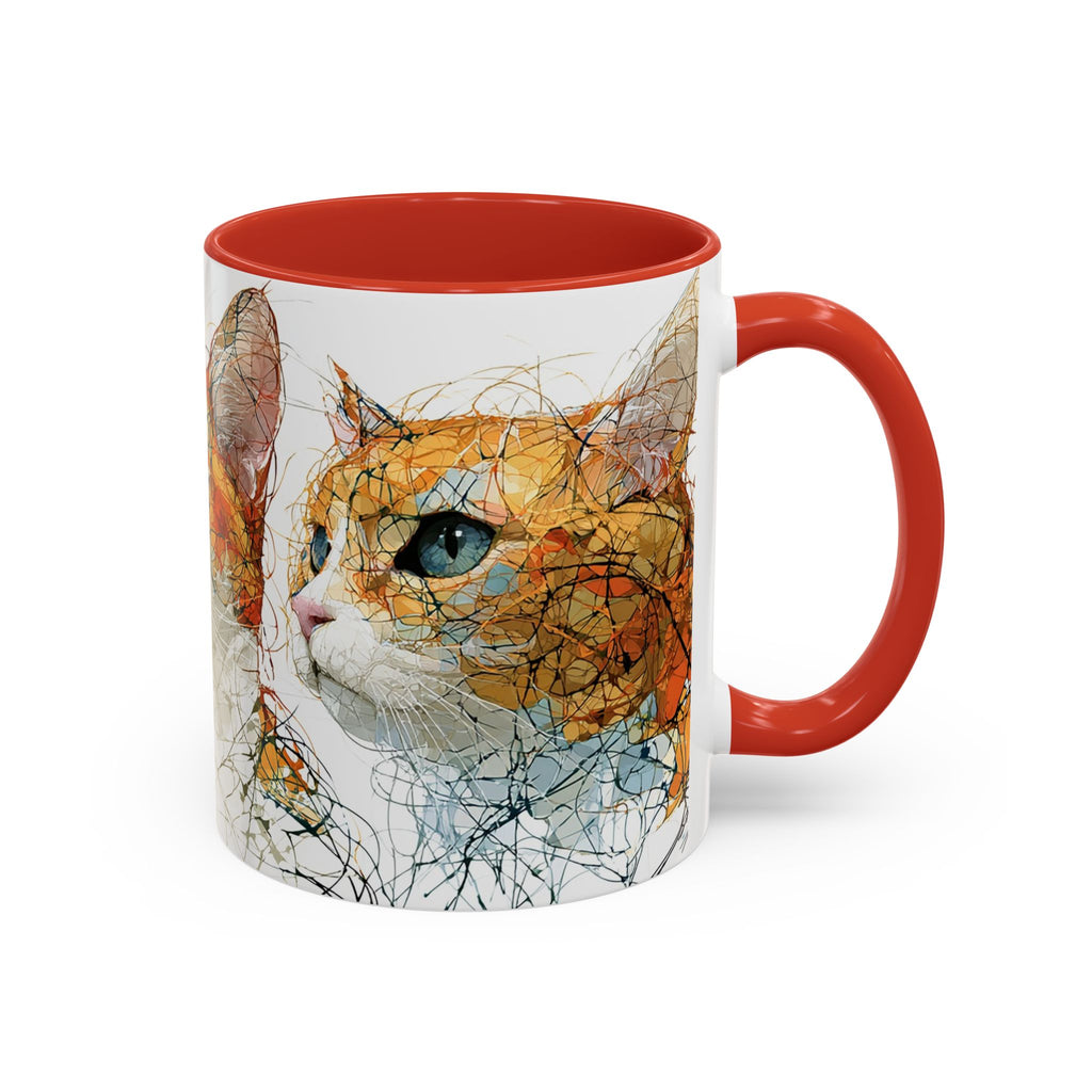 Artistic Orange Tabby Cat Accent Coffee Mug — 11/15oz