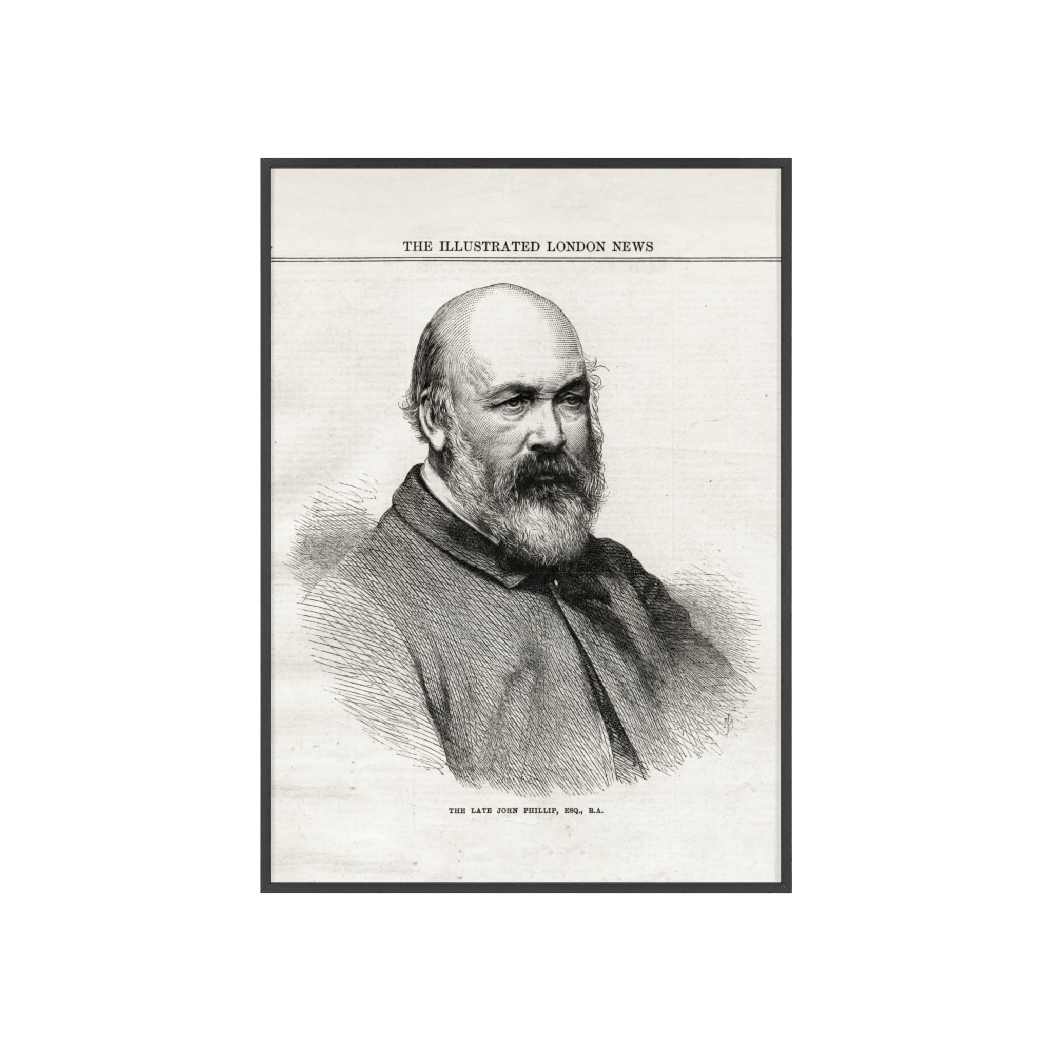 The Late John Phillip, Esq. Framed Vintage Portrait Print — Illustrated London News Gentleman Poster