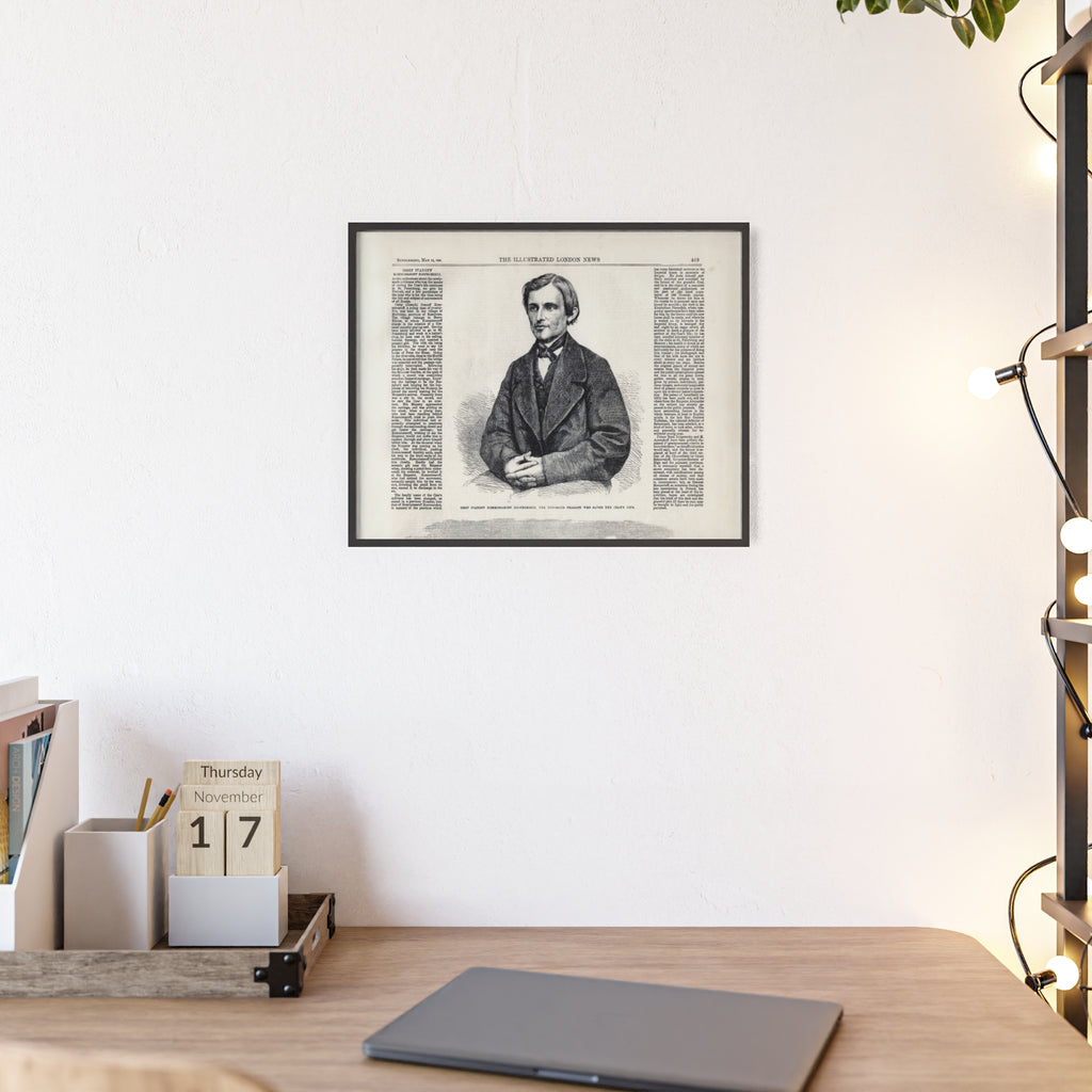 Portrait of Ossip Ivanoff the peasant who saved the Czar's Life. Vintage Newspaper Print Poster with Wooden Frame