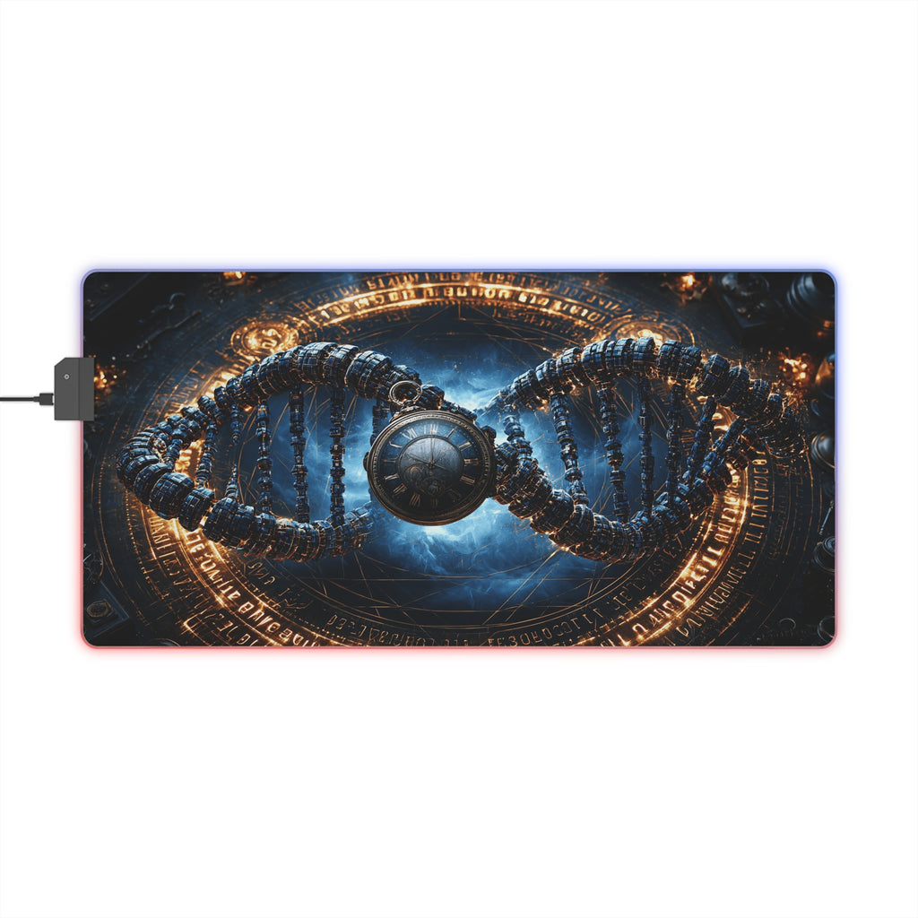 LED Gaming Mouse Pad — Steampunk DNA Galaxy RGB Desk Mat for Gamers