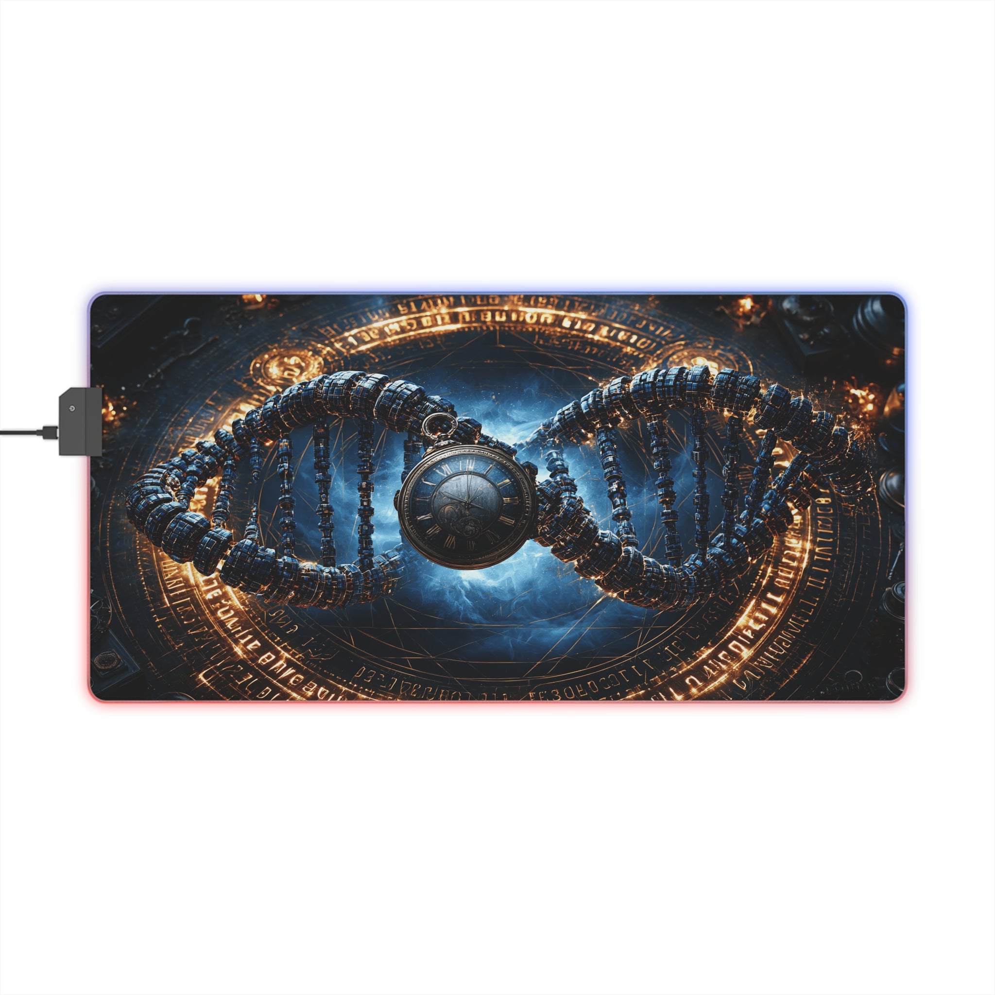 LED Gaming Mouse Pad — Steampunk DNA Galaxy RGB Desk Mat for Gamers