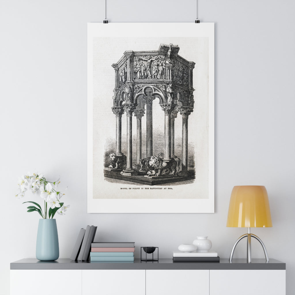 Antique Baptistery Illustration Poster — Vintage Architectural Print