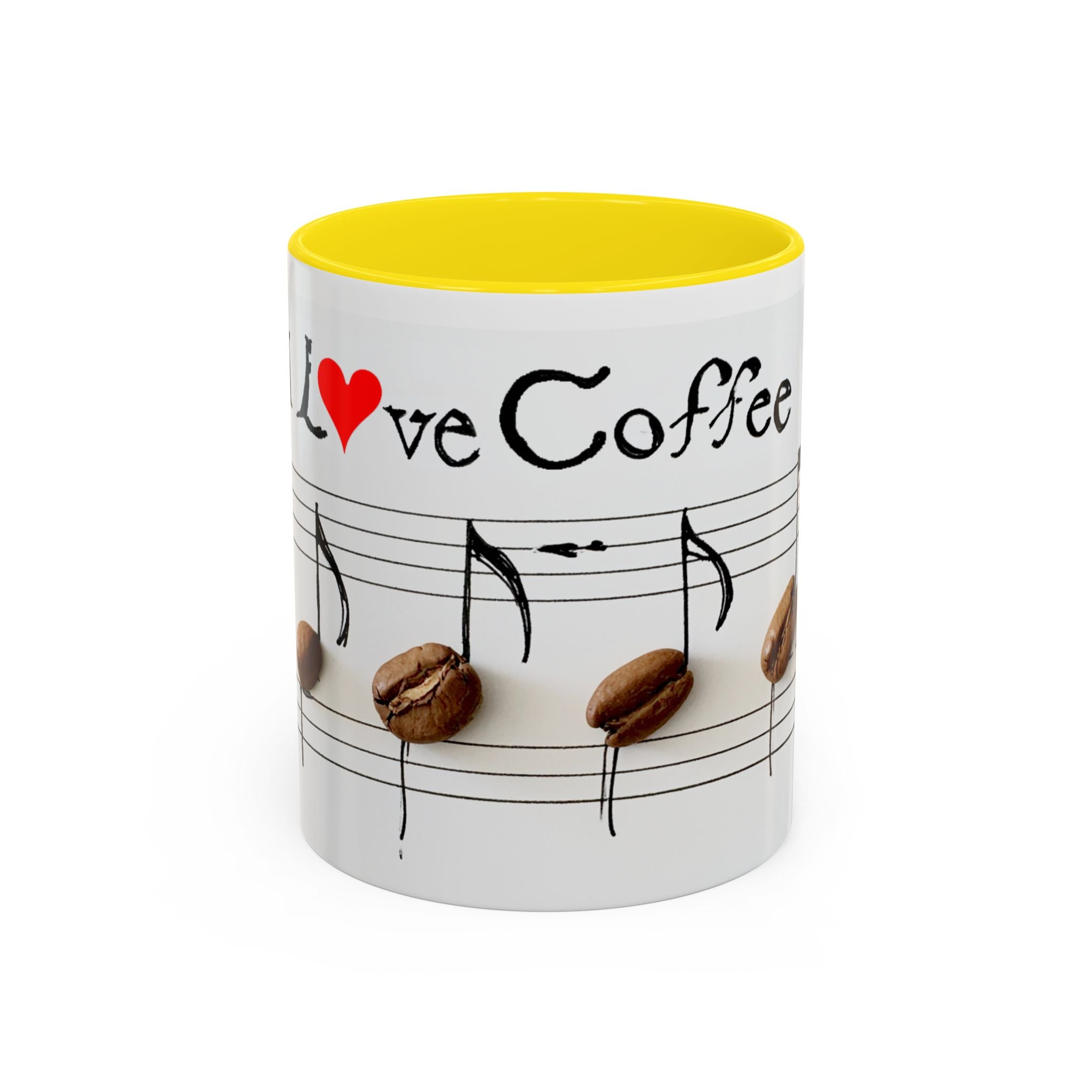 Coffee Lover Music Mug — "Love Coffee" Musical Notes Accent Mug (11/15 oz)