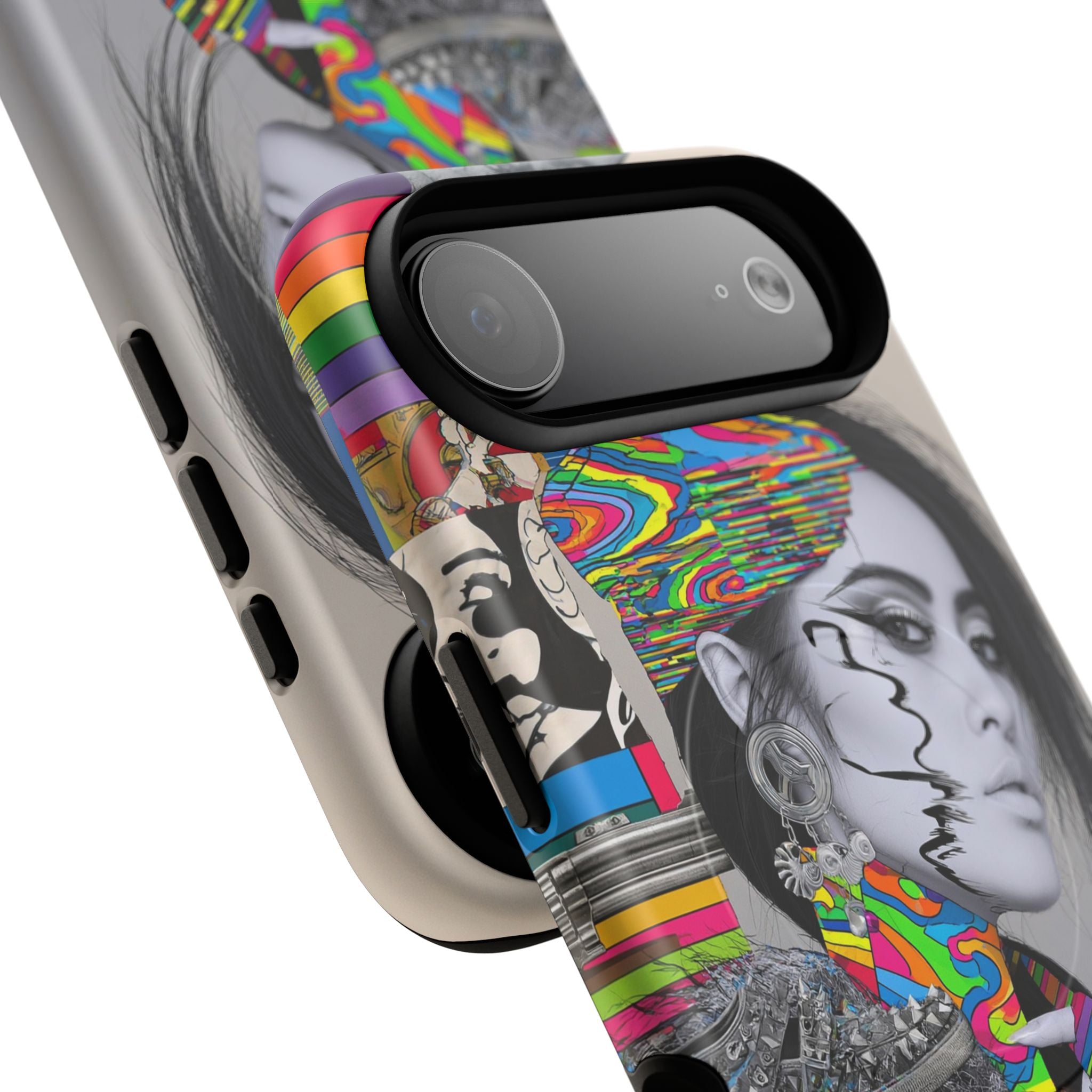 Phone Case - Colorful Glitch Portrait Tough Magnetic Case