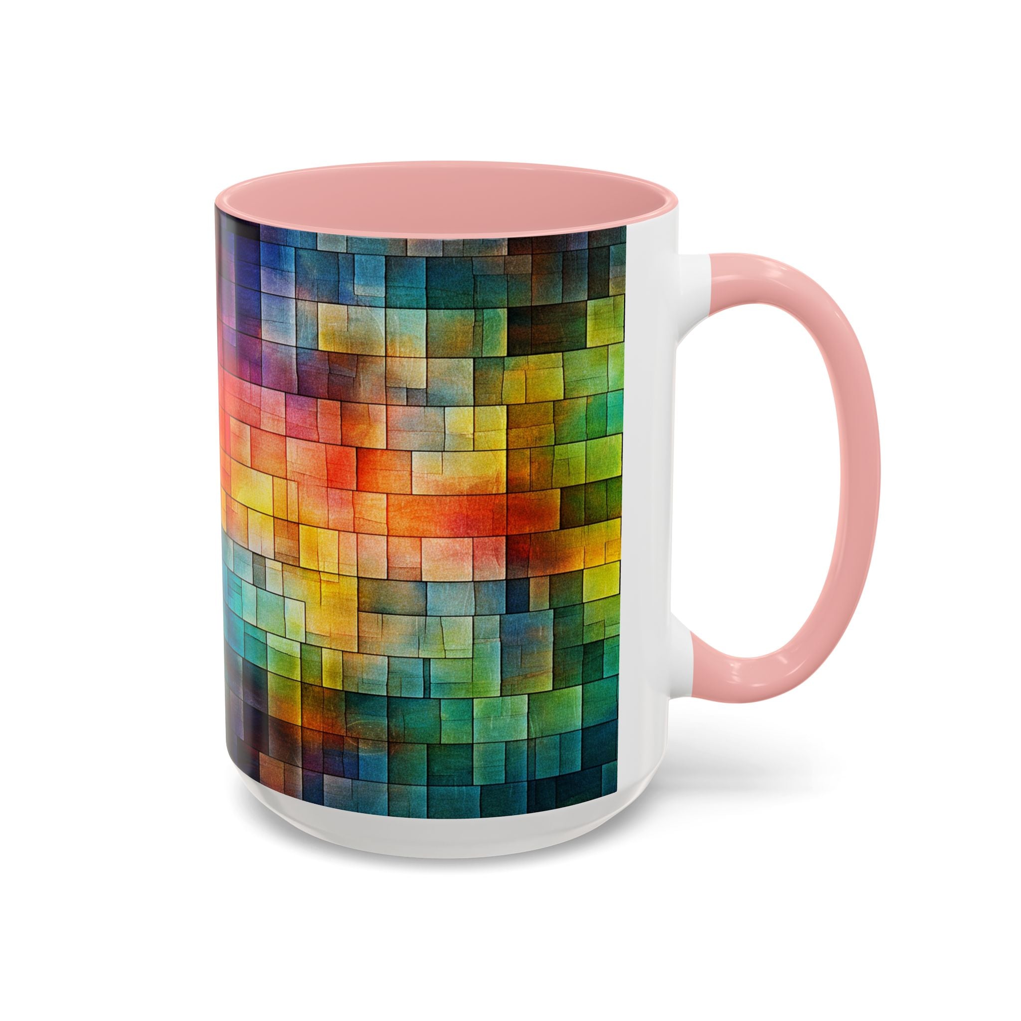 Colorful Mosaic Accent Coffee Mug - Vibrant Geometric Pattern (11/15 oz)
