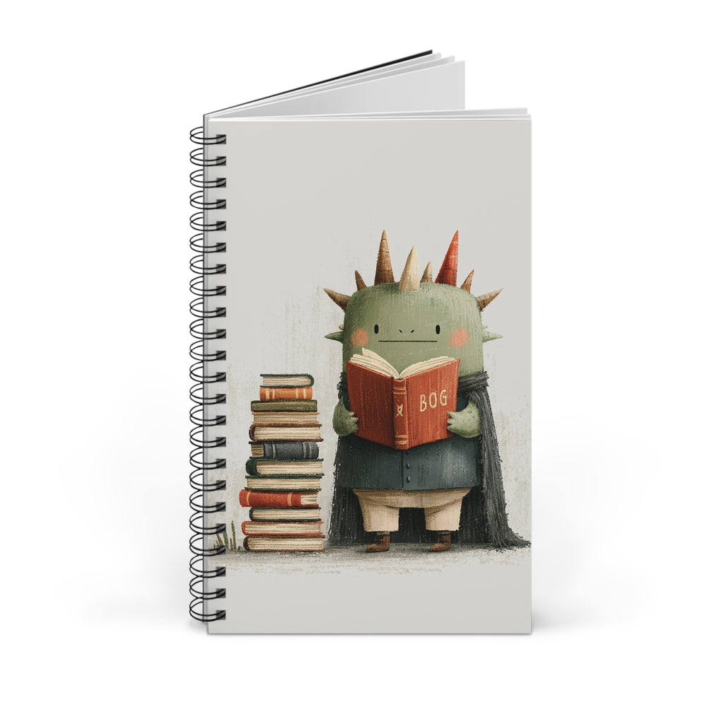Cute Monster Reading Spiral Journal — Book Lover Notebook