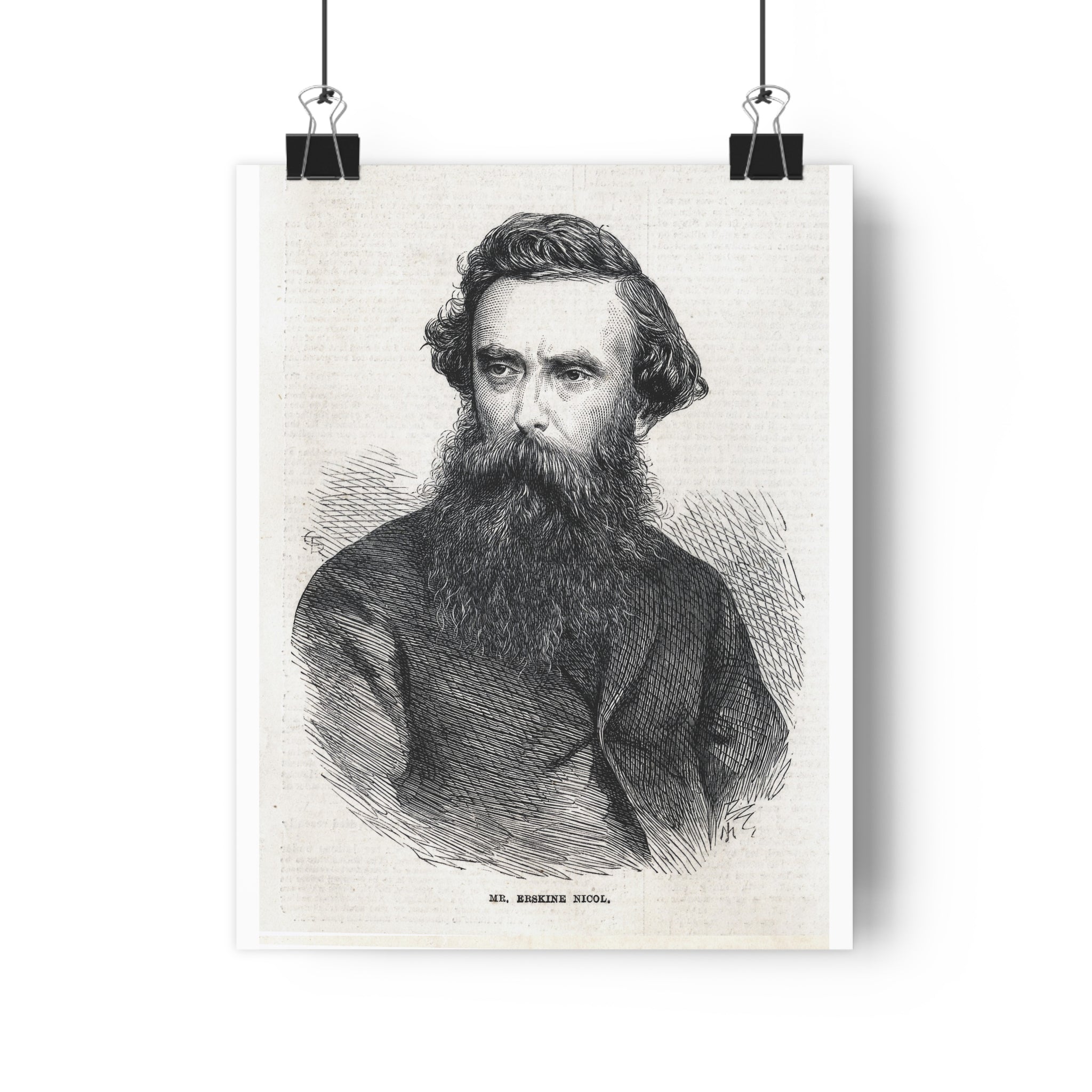 Vintage Engraving Poster — 19th Century Bearded Gentleman Wall Art