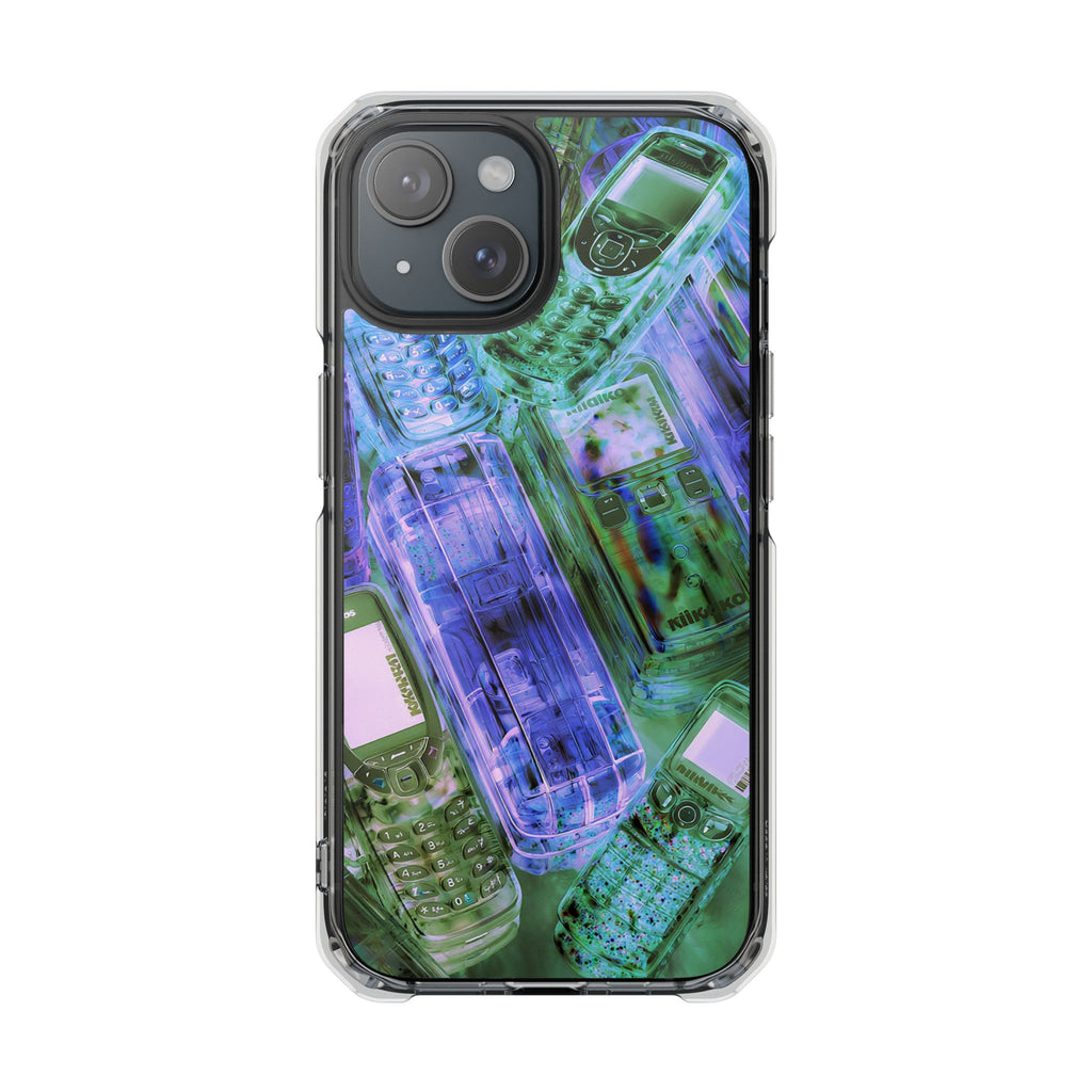Clear Magnetic Phone Case — Retro Transparent Cellphone Pattern