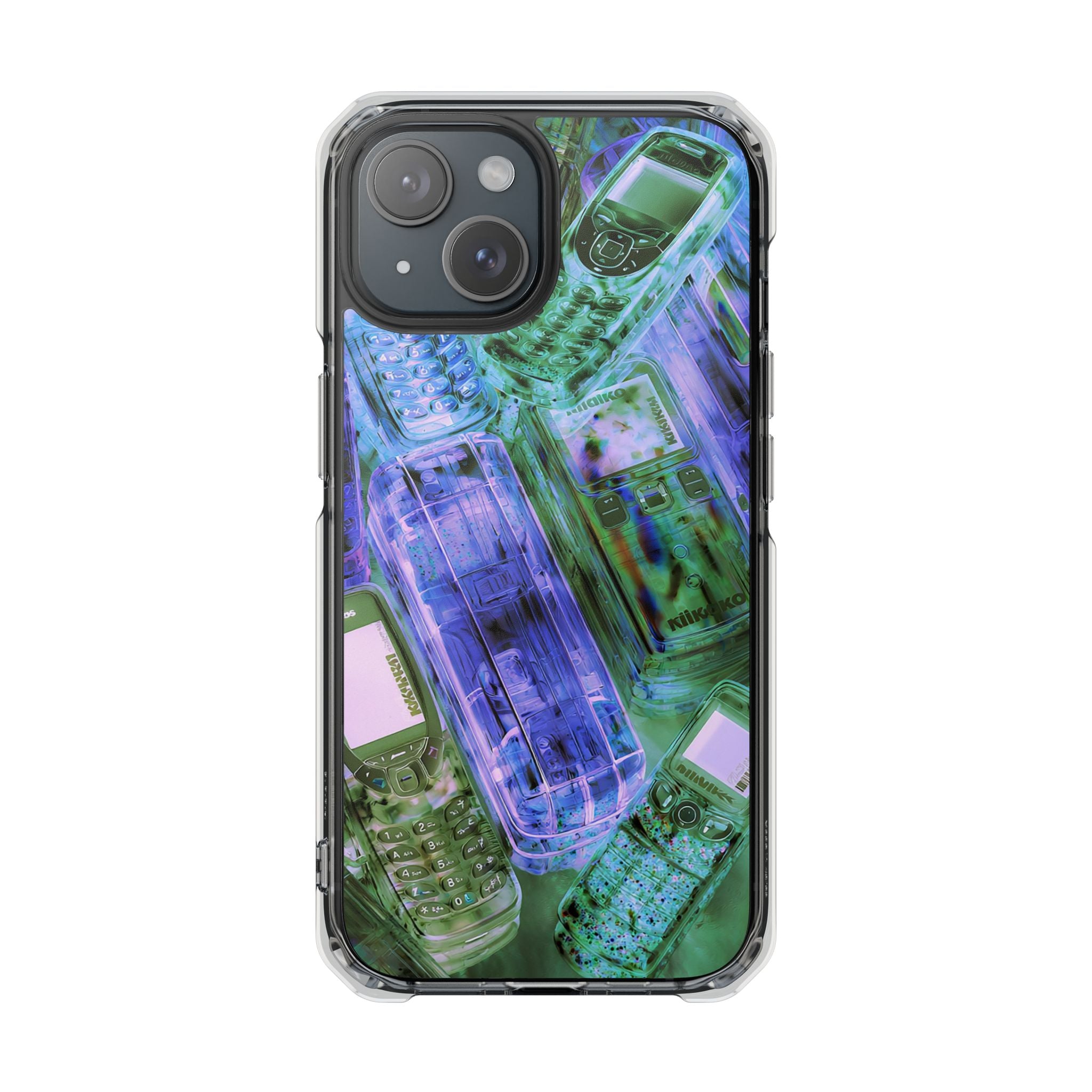 Clear Magnetic Phone Case — Retro Transparent Cellphone Pattern