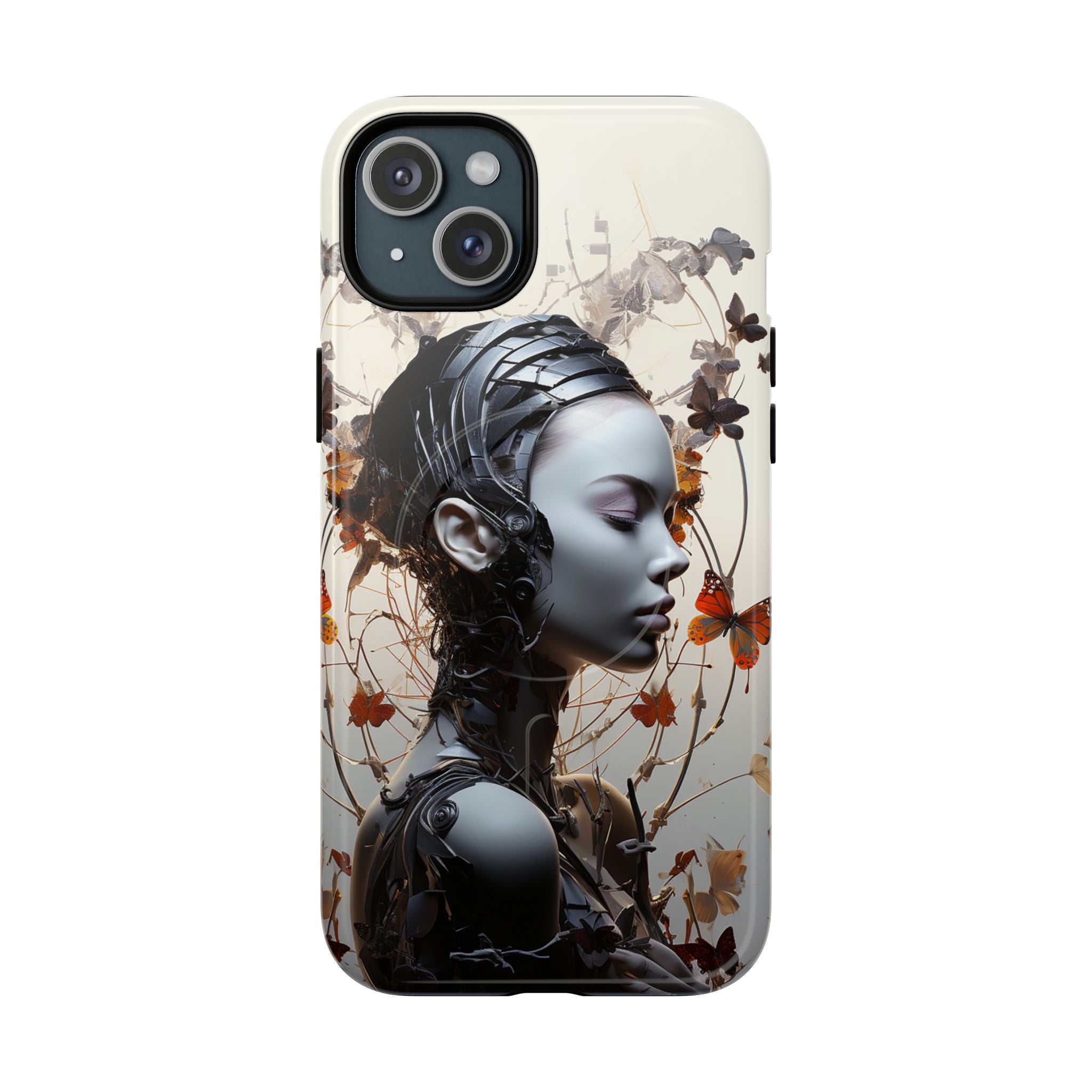 Art Nouveau Cyberpunk Phone Case — Surreal Floral Femme Tough Magnetic Case