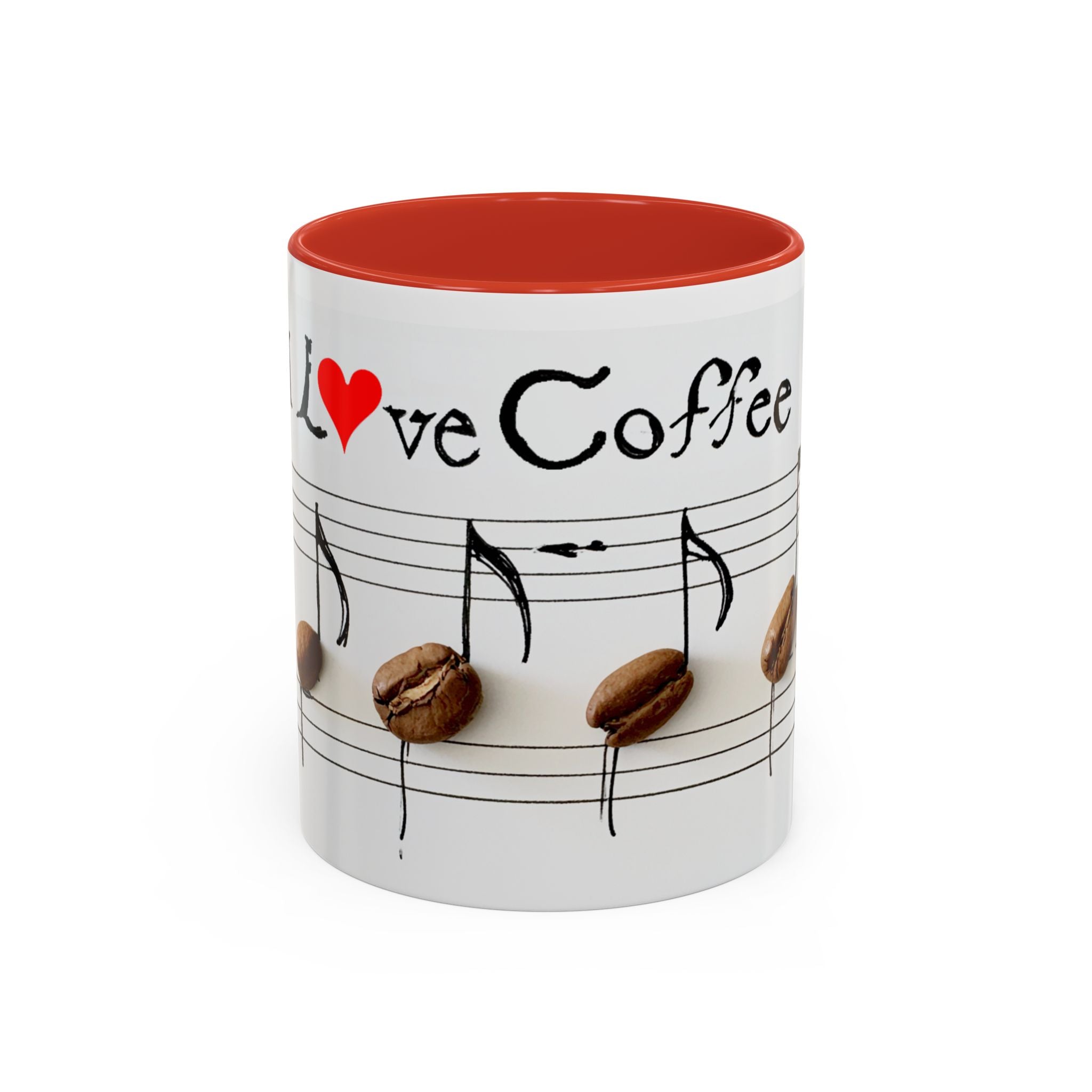 Coffee Lover Music Mug — "Love Coffee" Musical Notes Accent Mug (11/15 oz)