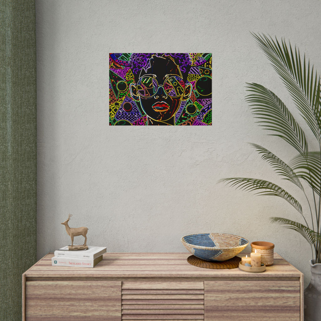 Afrofuturist Neon Portrait Poster
