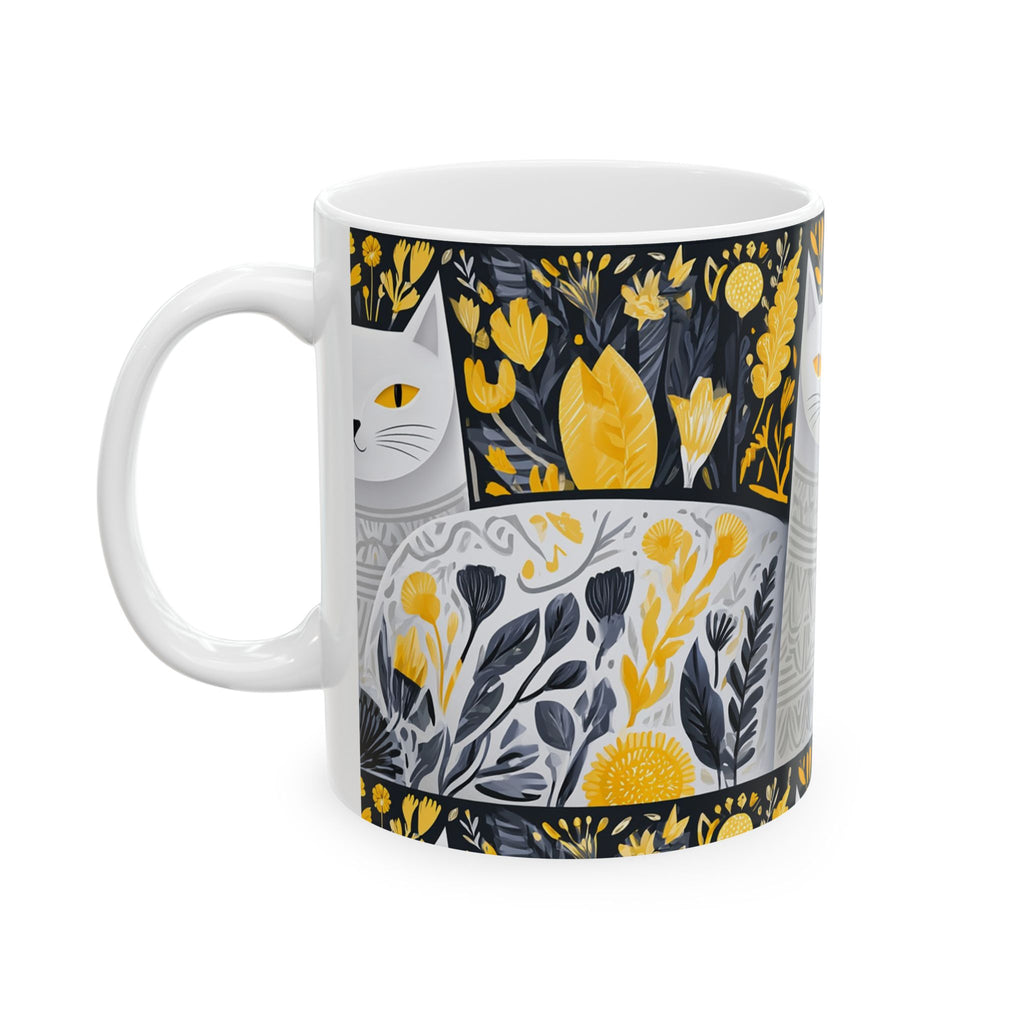 Golden Folk Cat Ceramic Mug — 11oz & 15oz
