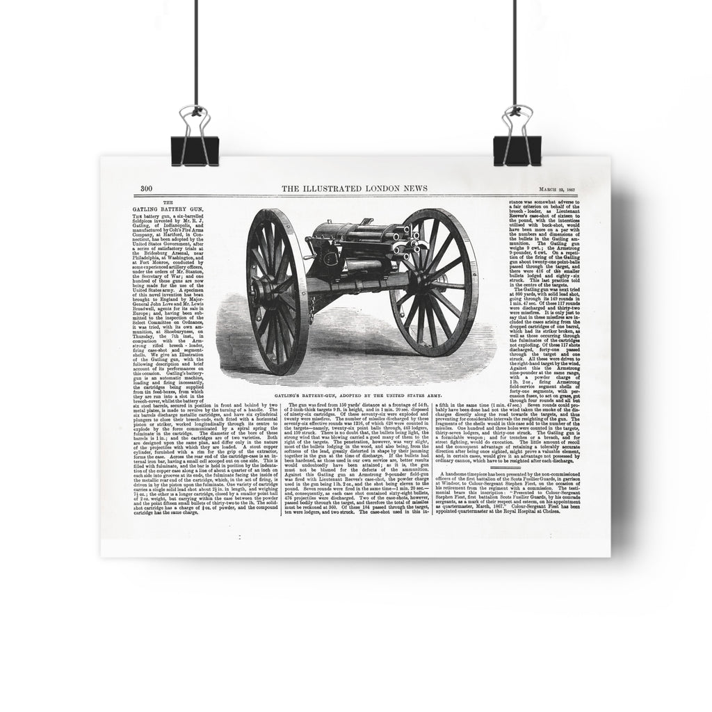 Vintage Cannon Illustration Poster — Antique Newspaper Print Wall Art