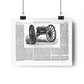Vintage Cannon Illustration Poster — Antique Newspaper Print Wall Art