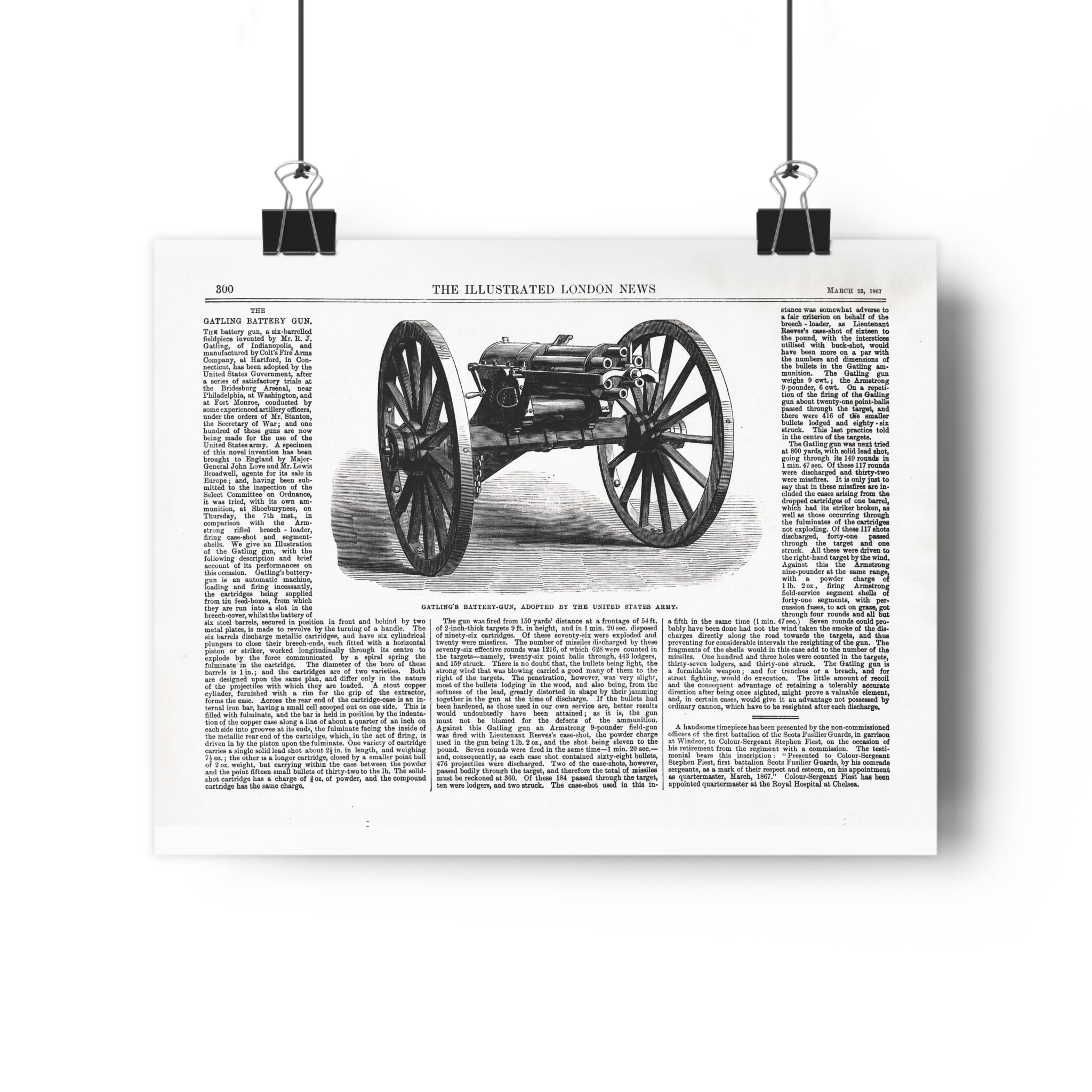Vintage Cannon Illustration Poster — Antique Newspaper Print Wall Art