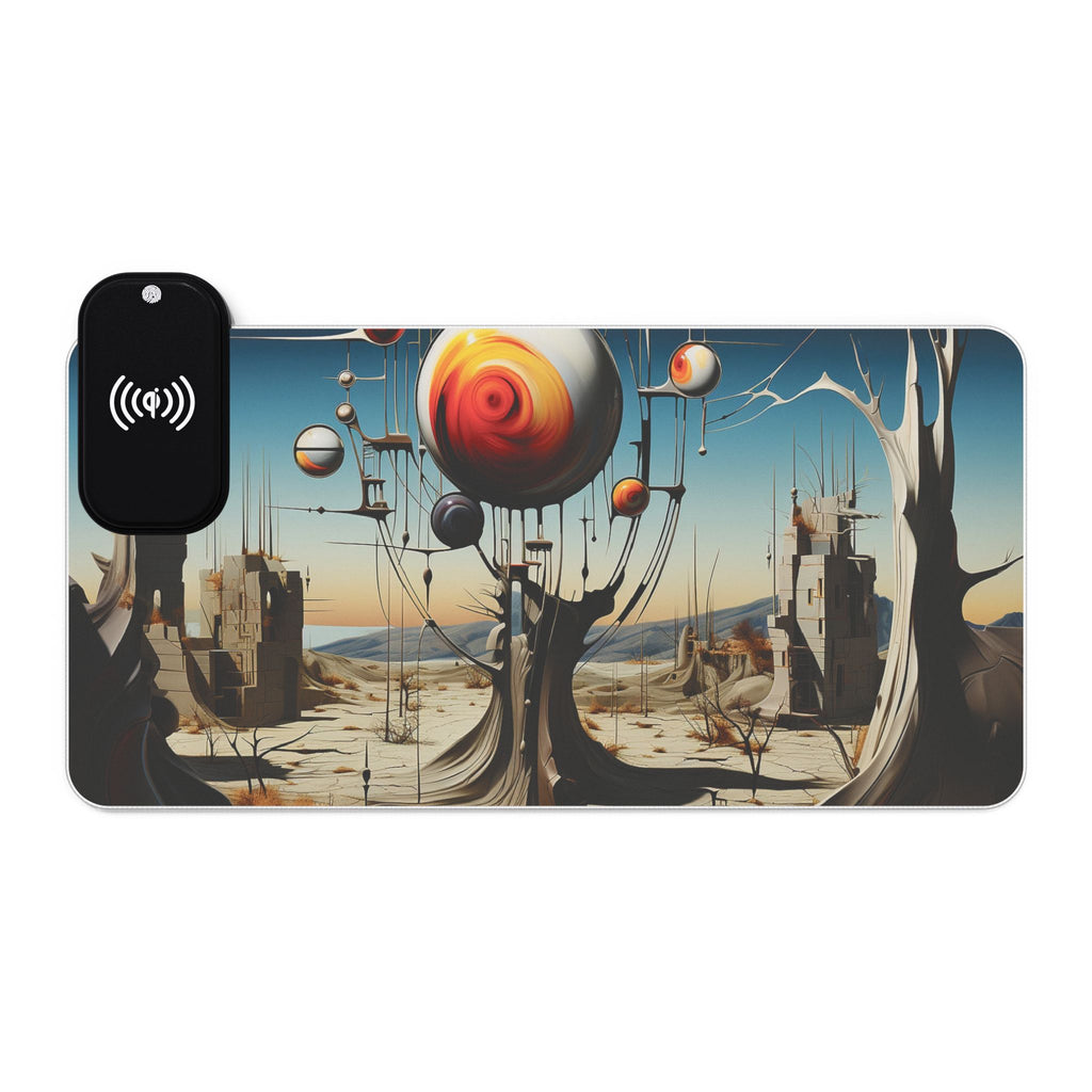 LED Gaming Mouse Pad with Wireless Charging — Surreal Sci‑Fi Desk Mat