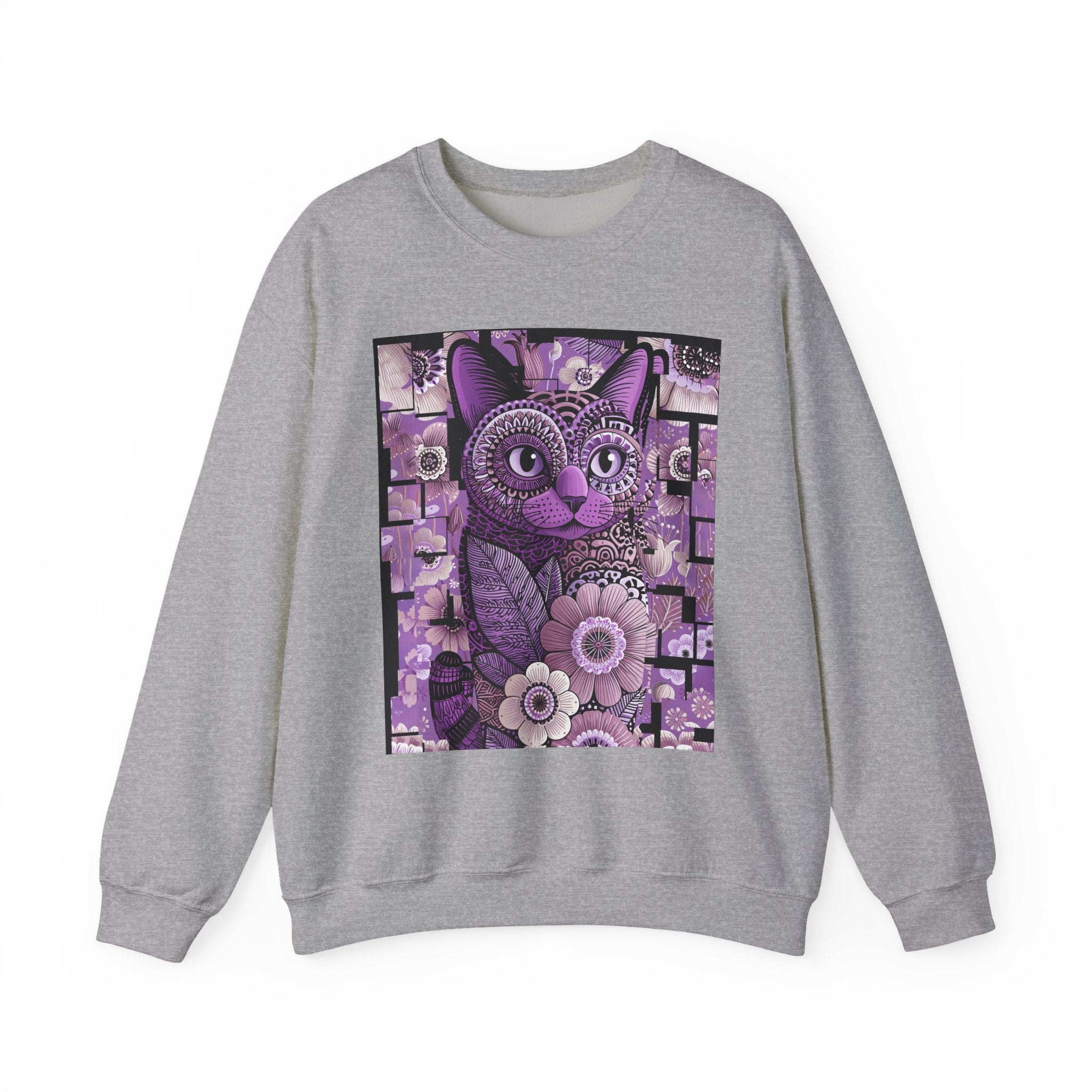 Purple Floral Owl Crewneck Sweatshirt — Whimsical Boho Animal Graphic