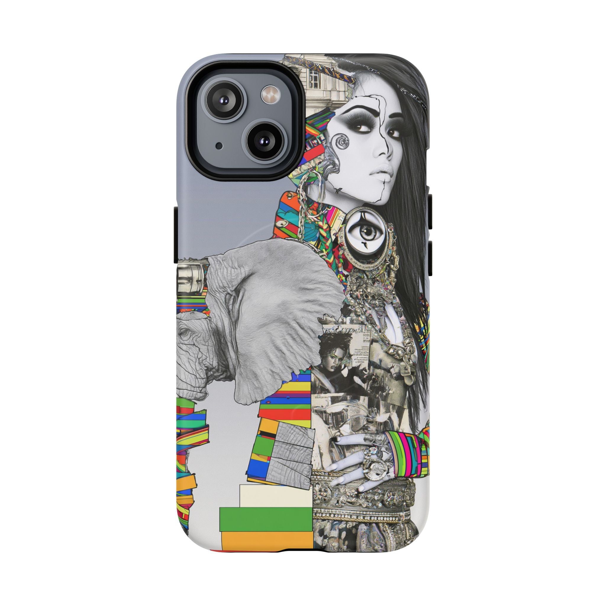 Artistic Elephant Collage Phone Case — Tough Magnetic Protective Cover