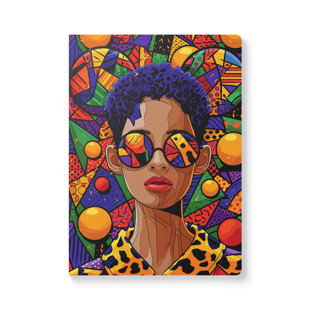 Colorful Afro Pop Art Softcover Journal — Vibrant Portrait Notebooks with Inside Prints