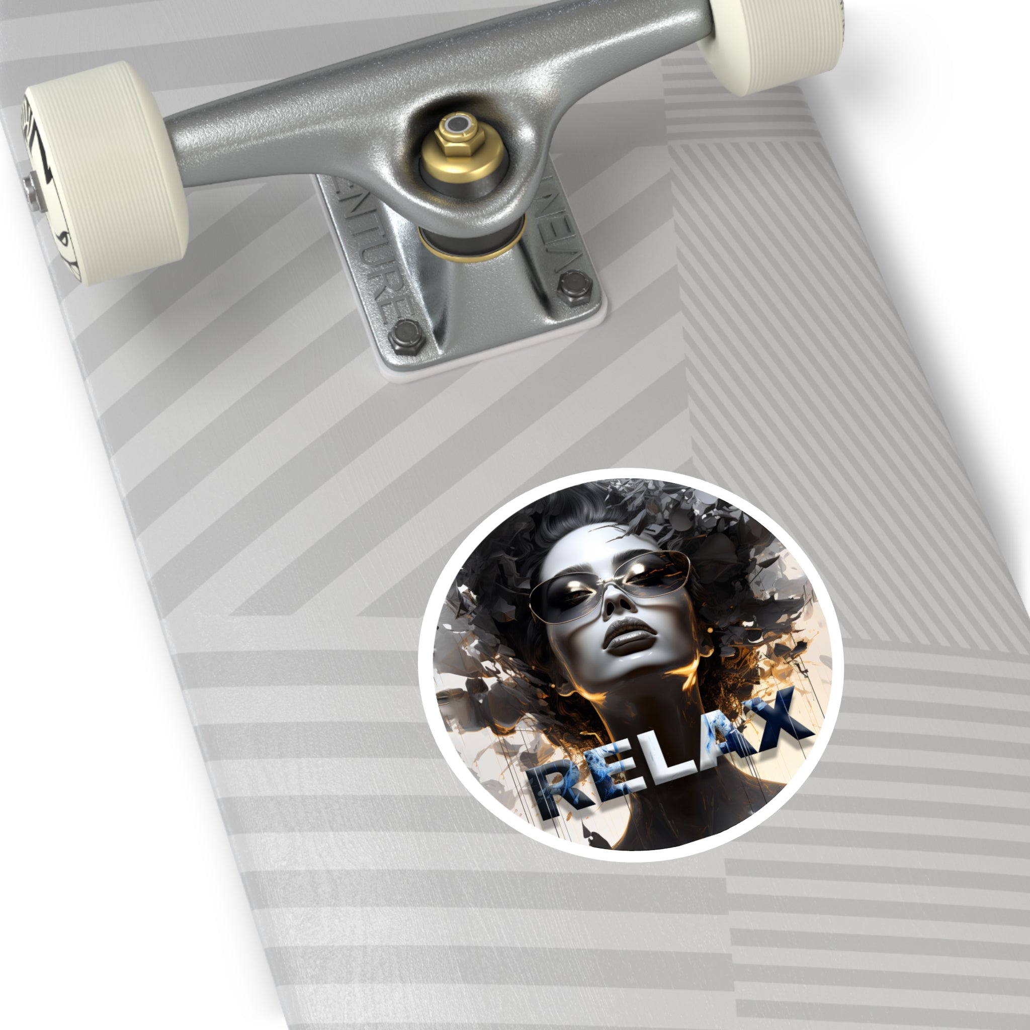 Relax Afro Diva Round Sticker — Stylish Indoor/Outdoor Laptop Decal