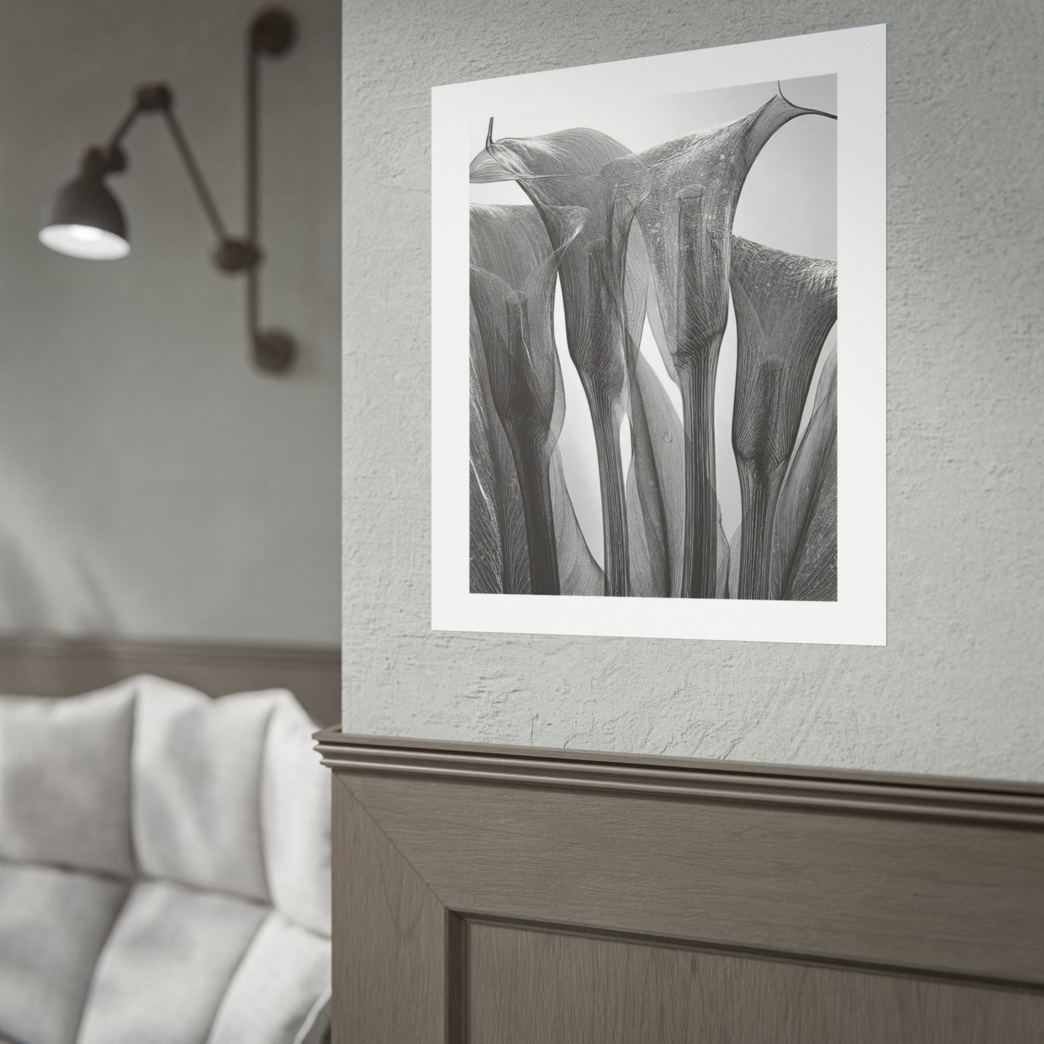Abstract Botanical Poster — Black & White Calla Lily Photography (Rolled Poster)