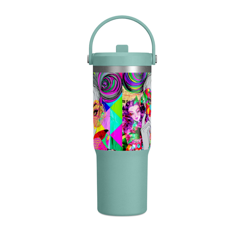 Colorful Pop Art Travel Tumbler – 32oz Nomad Insulated Cup with Retro Sunglasses Design